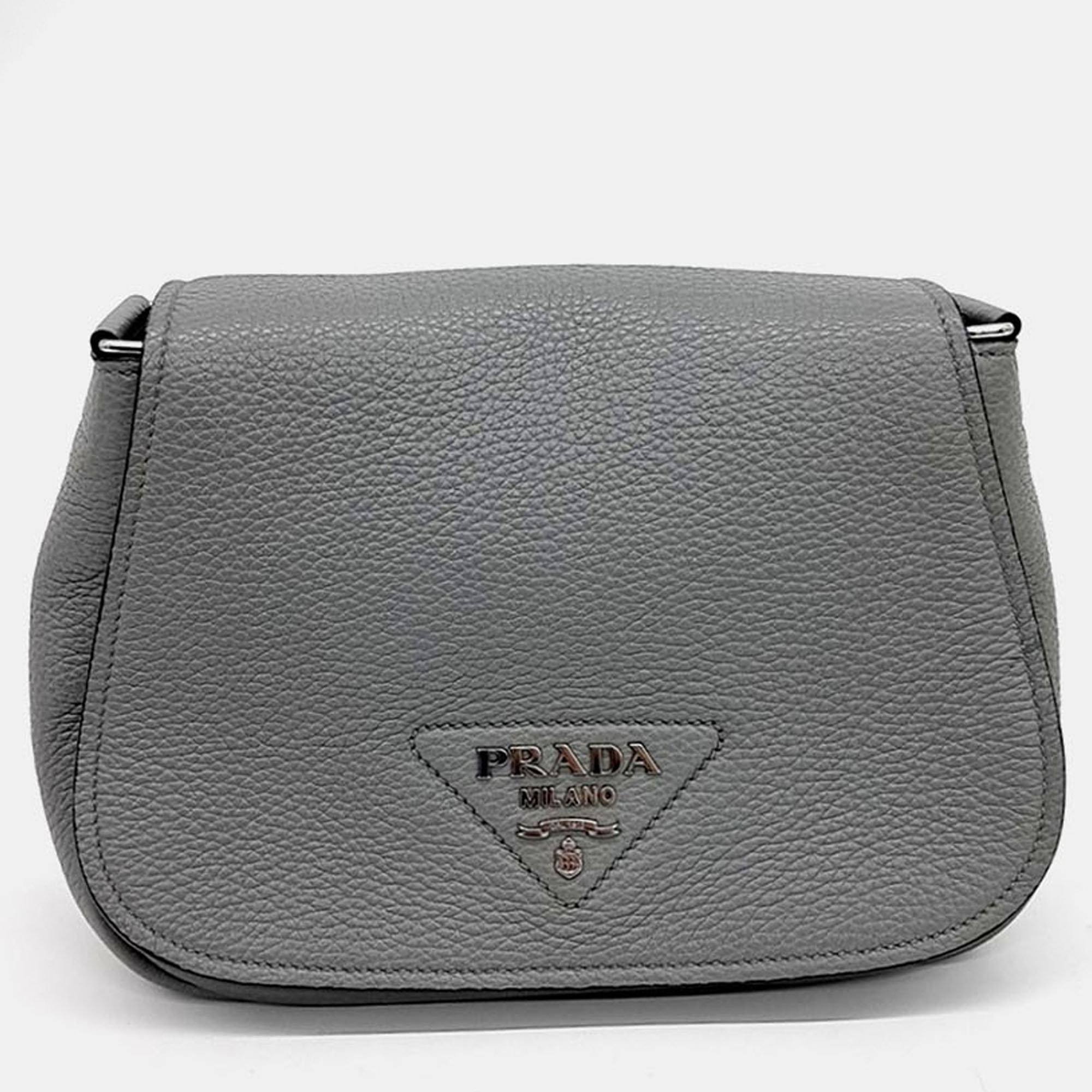 

Prada Grey Leather Crossbody Bag