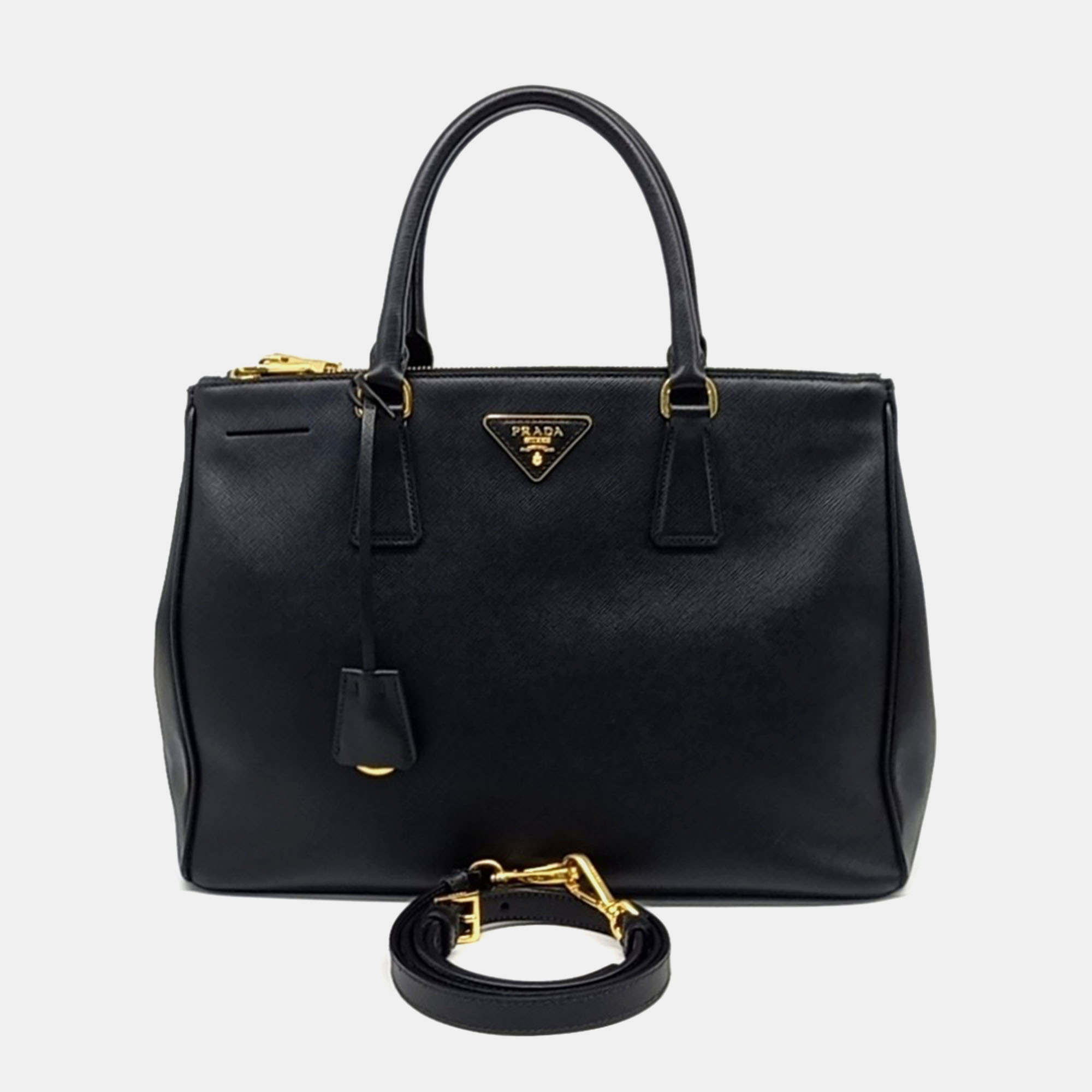 

Prada Black Leather Saffiano Lux Tote and Shoulder Bag