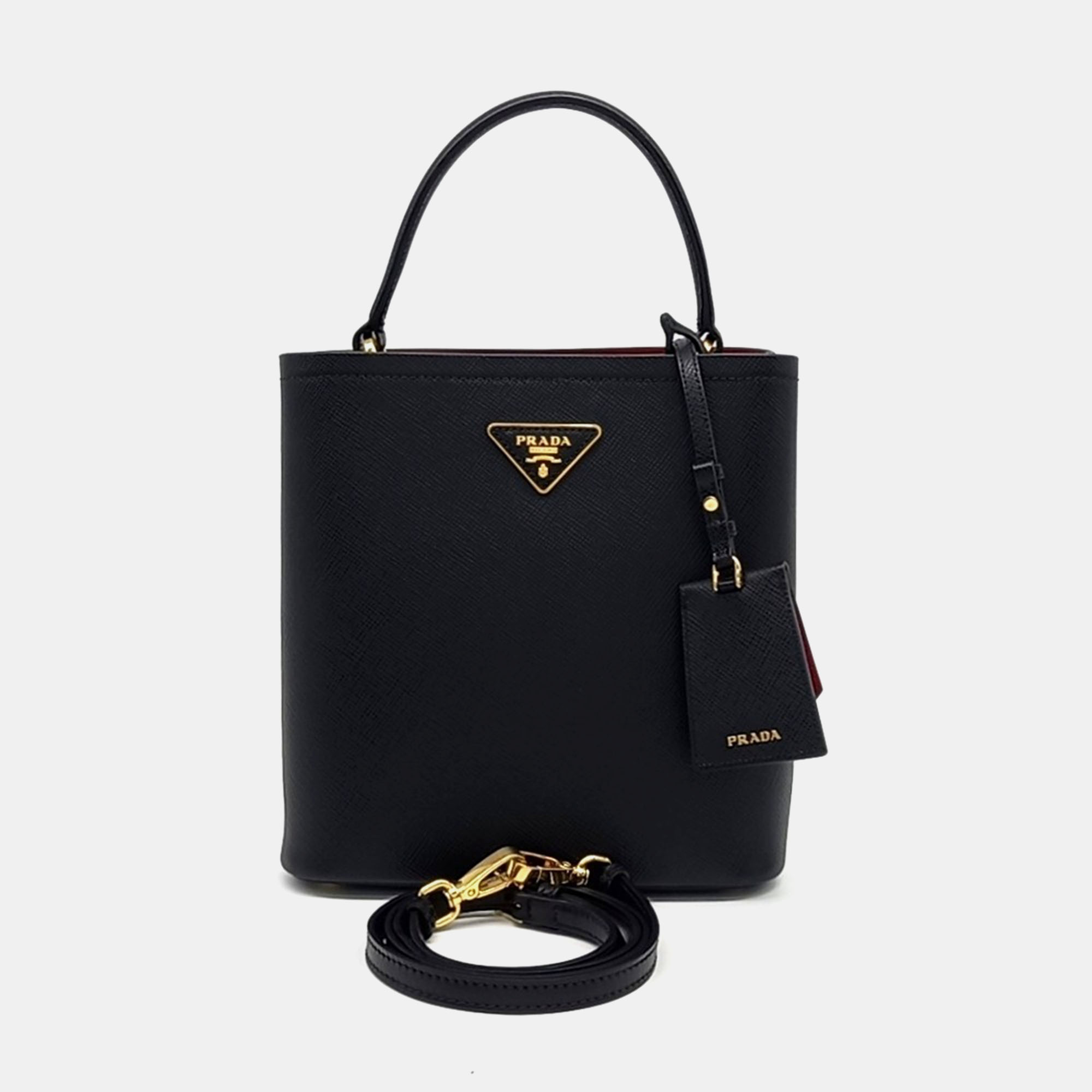 

Prada Black Leather Saffiano Duble Tote and Shoulder Bag