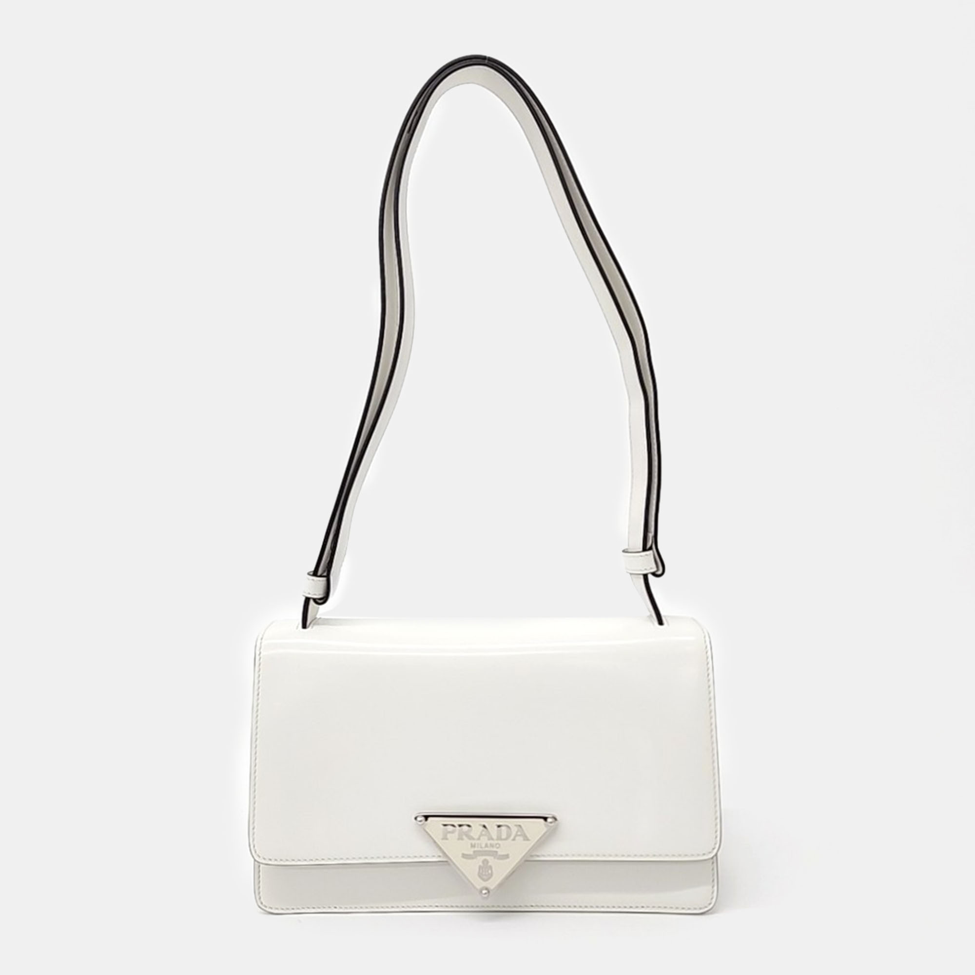 

Prada White Leather Brushed Shoulder Bag