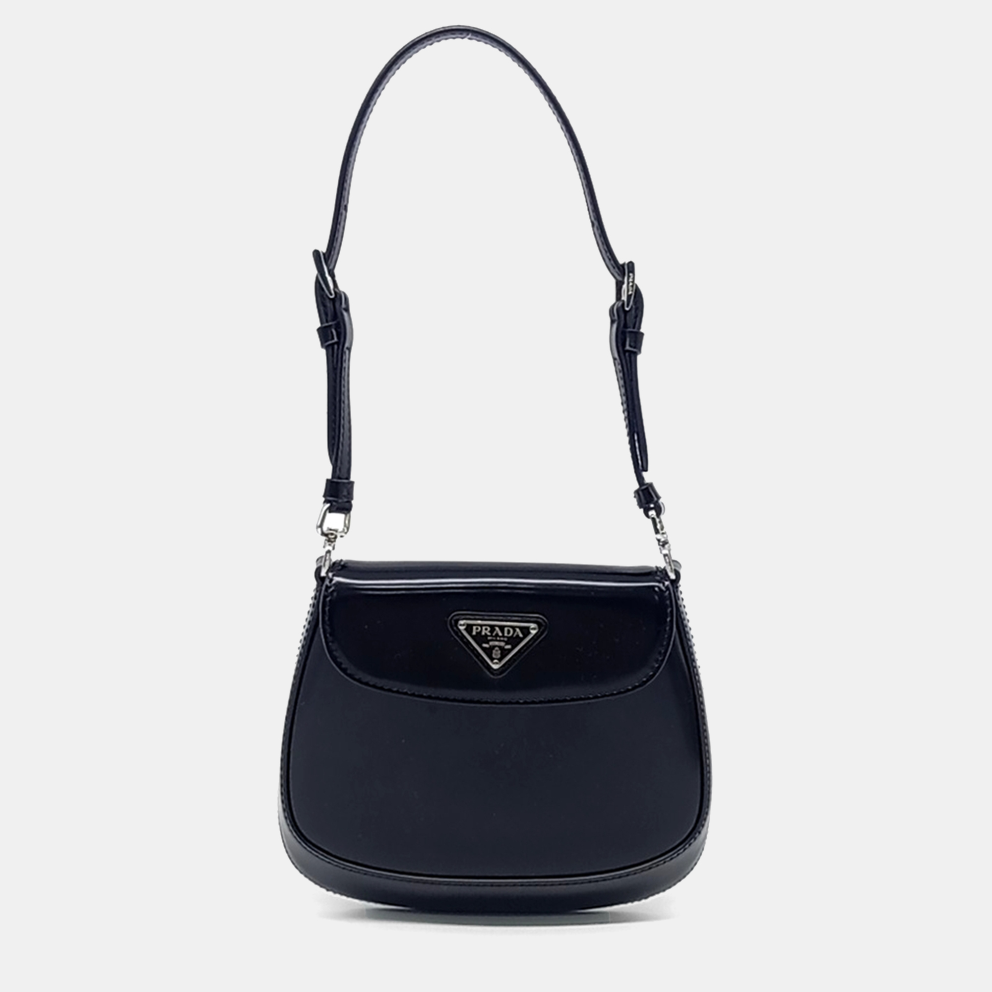 

Prada Black Leather Cleo Brushed Mini Shoulder Bag