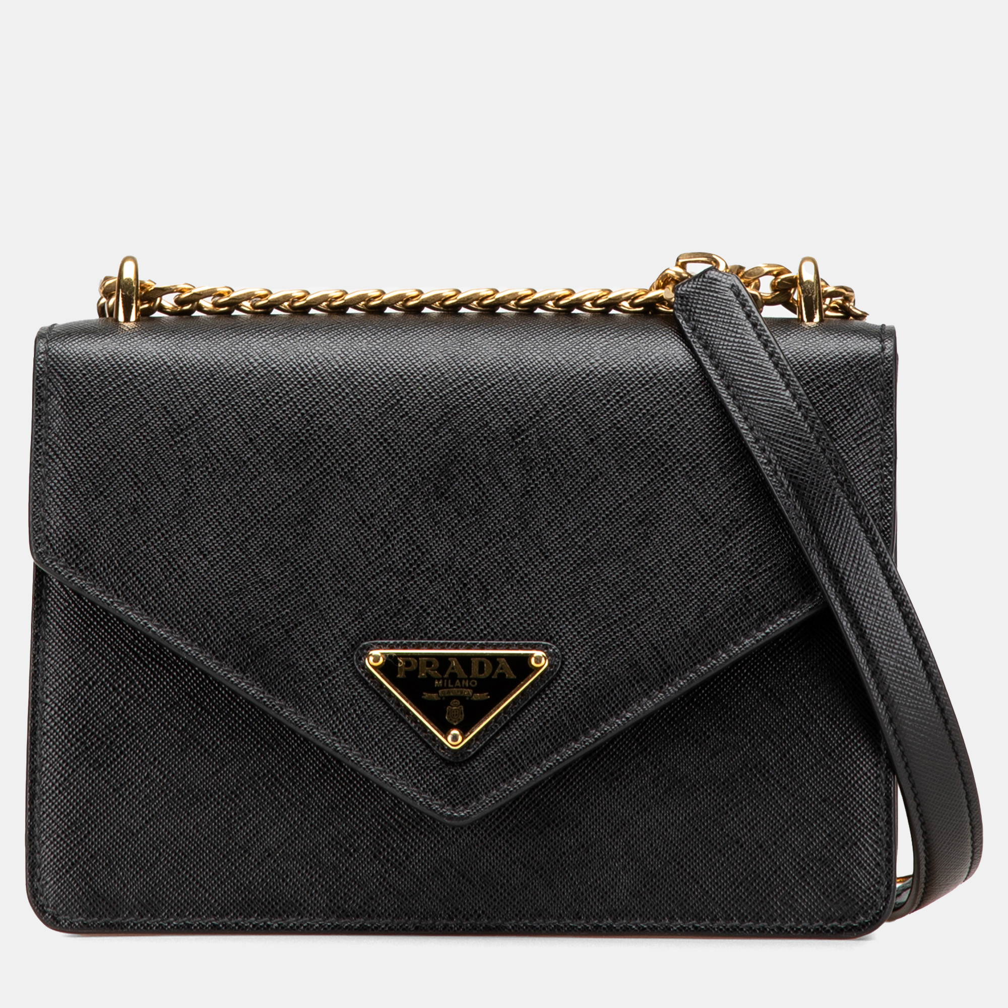 

Prada Black Saffiano Envelope Chain Crossbody