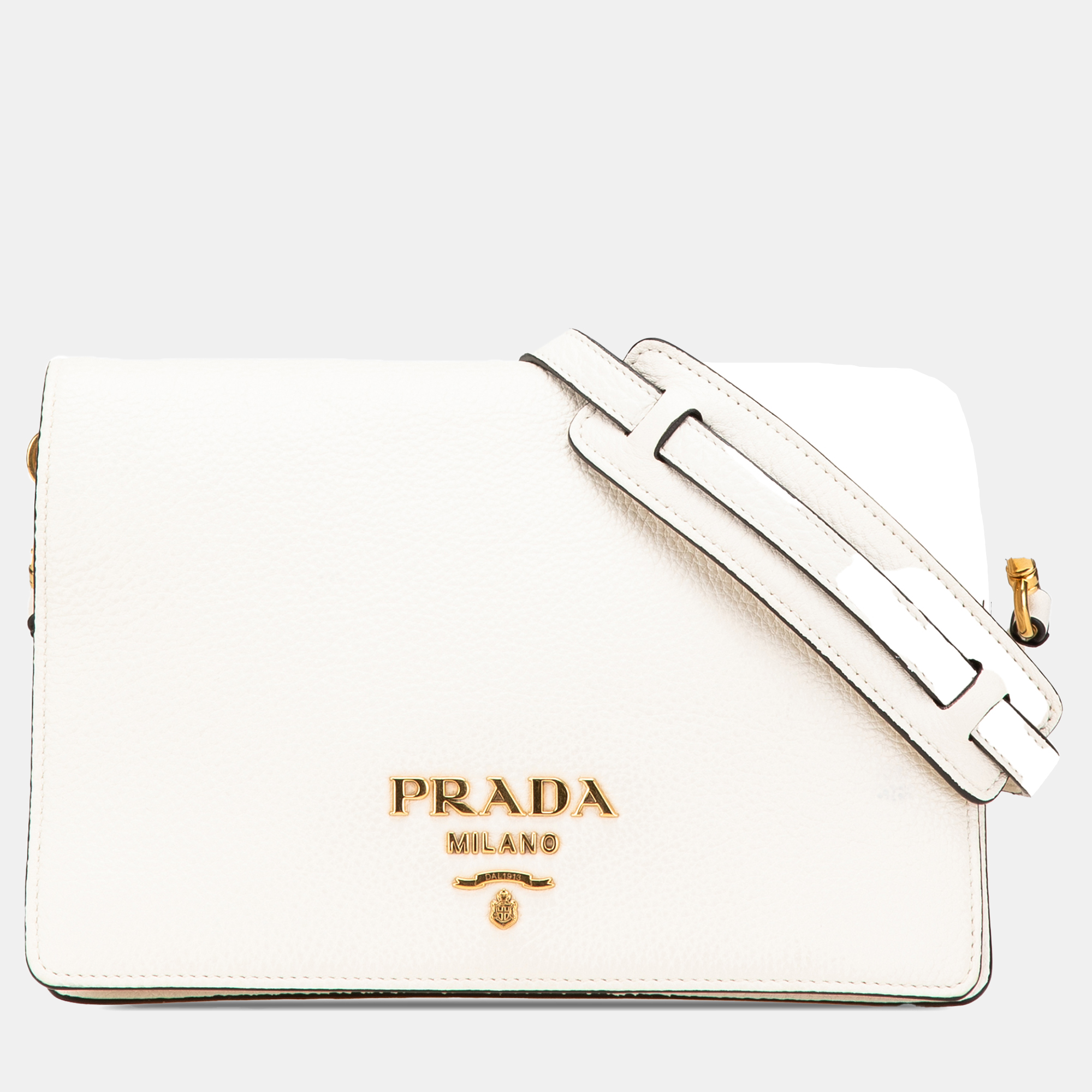 

Prada White Vitello Daino Flap Crossbody