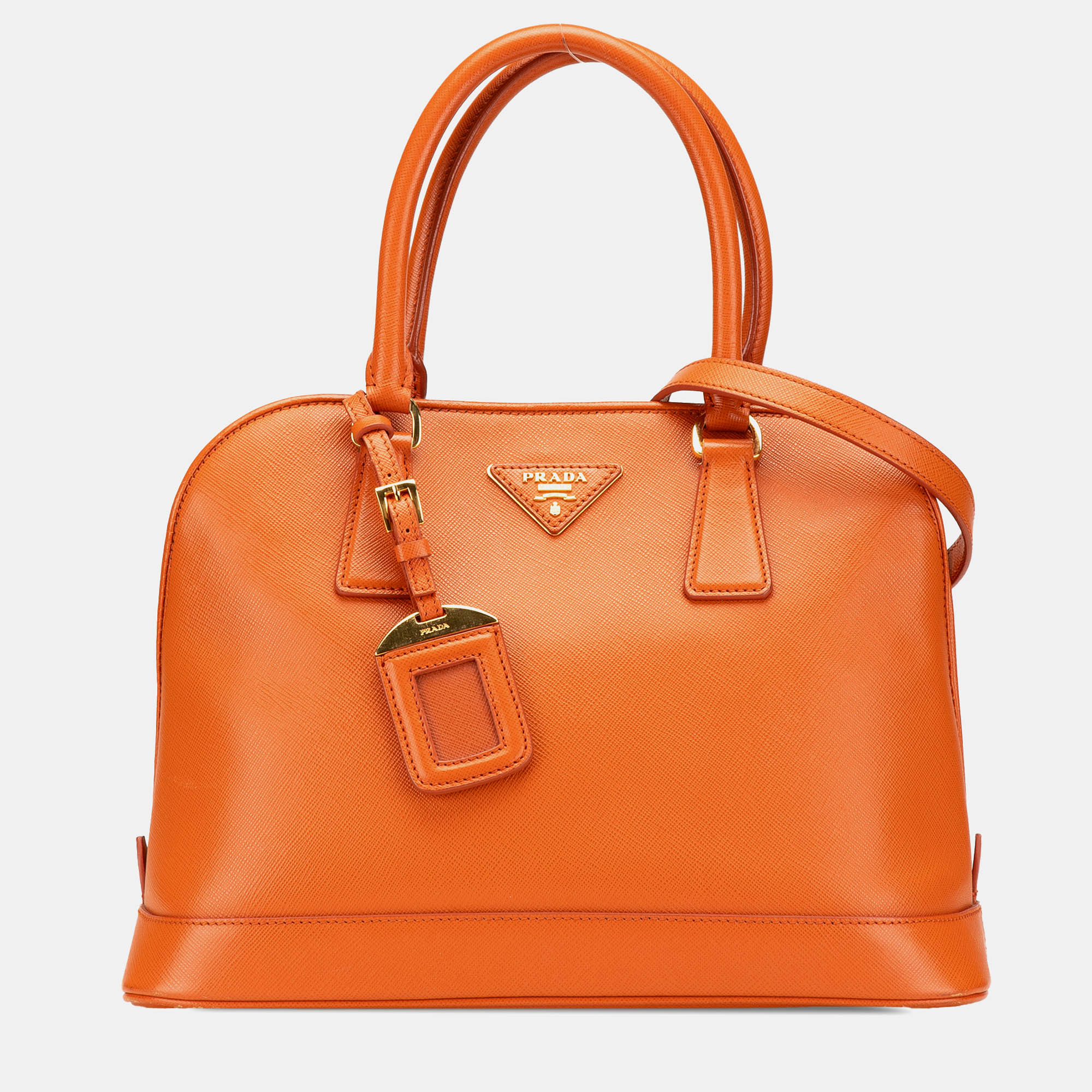 

Prada Orange Medium Saffiano Lux Open Promenade Satchel