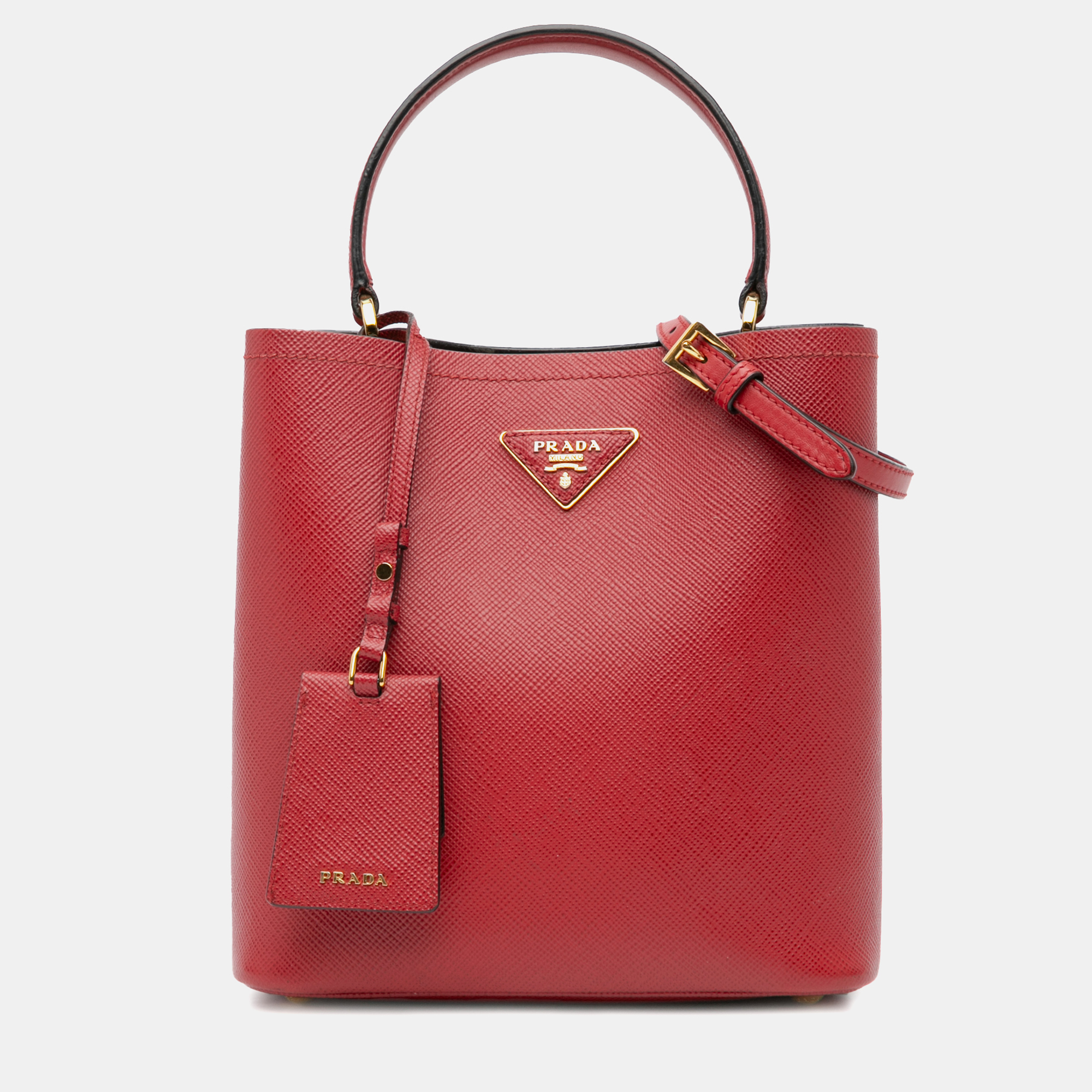 

Prada Red Medium Saffiano Cuir Panier