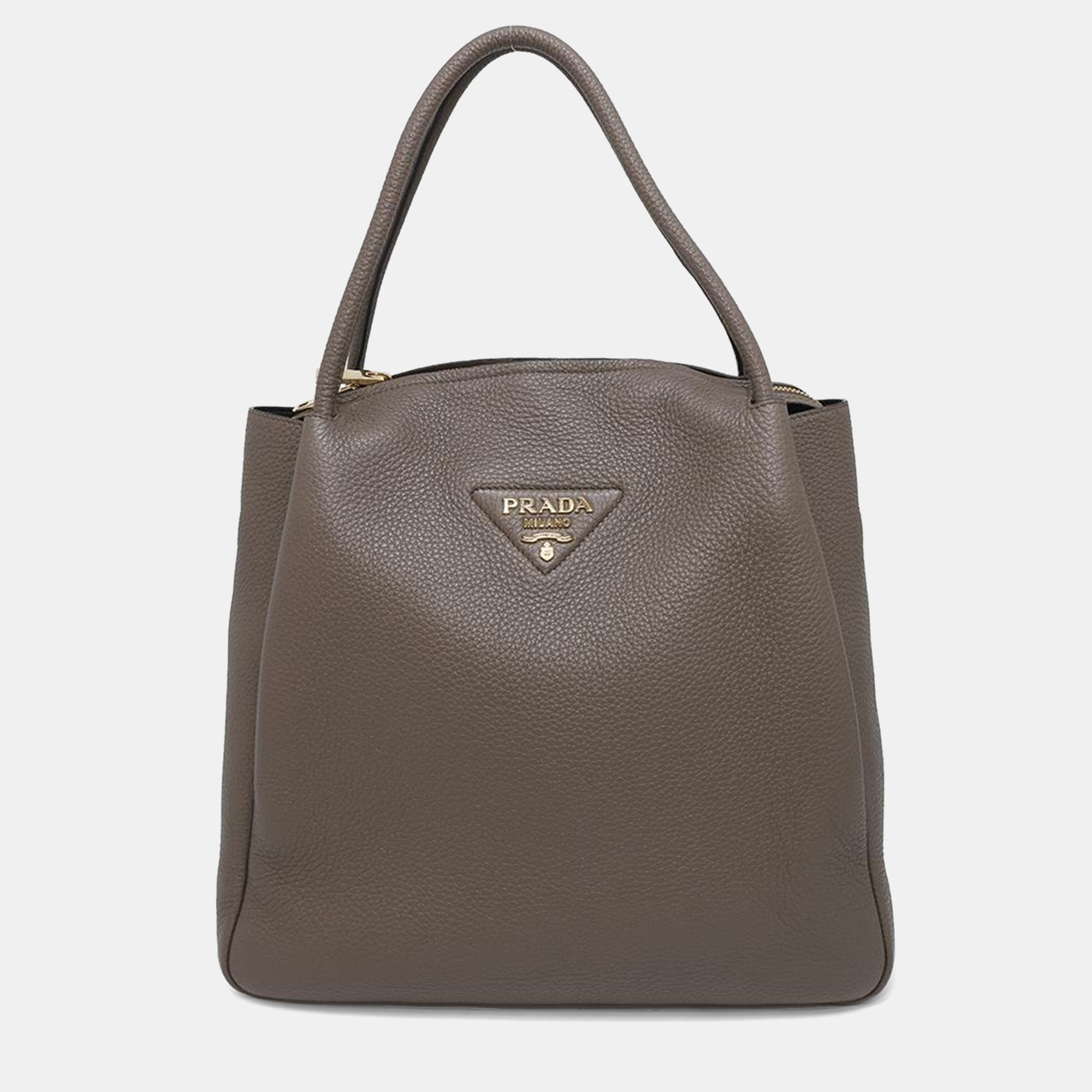 

Prada Handbag Greige Leather, Brown