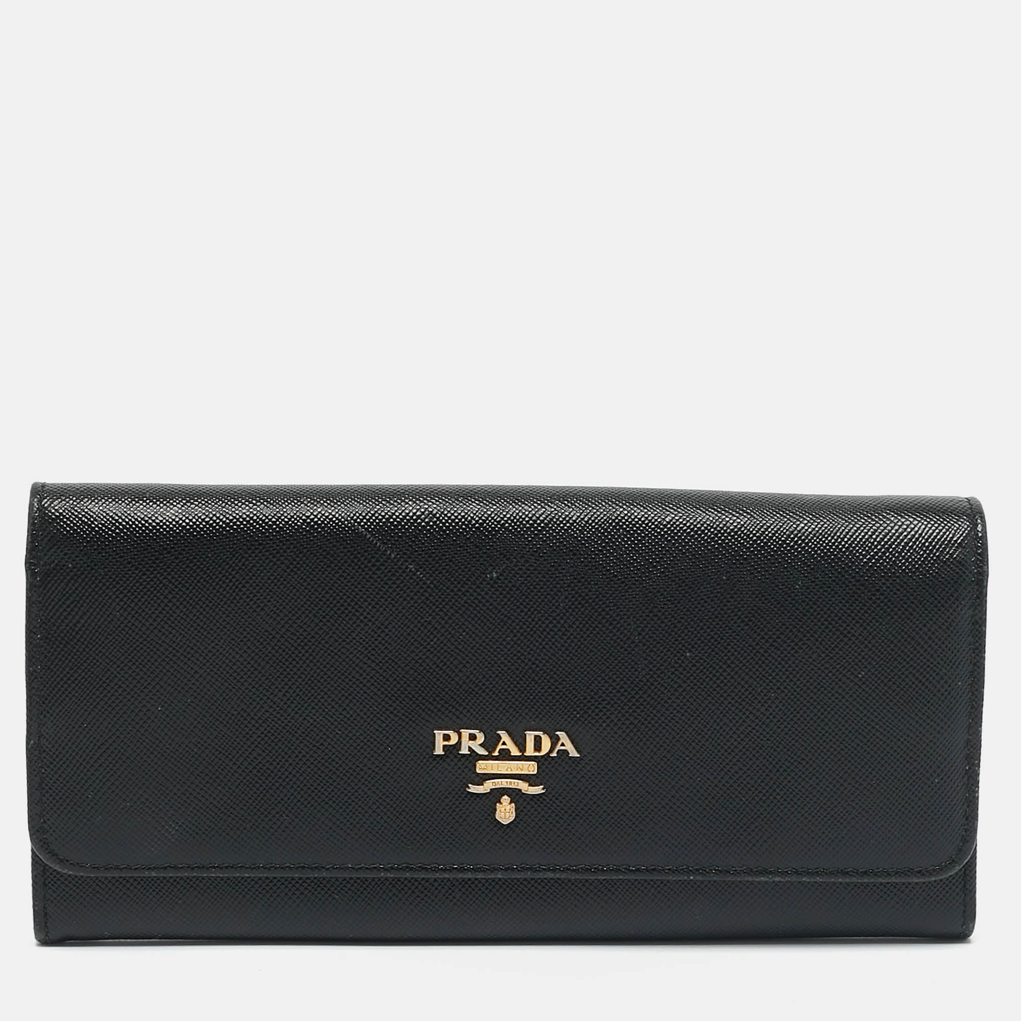 

Prada Black Saffiano Leather Flap Continental Wallet