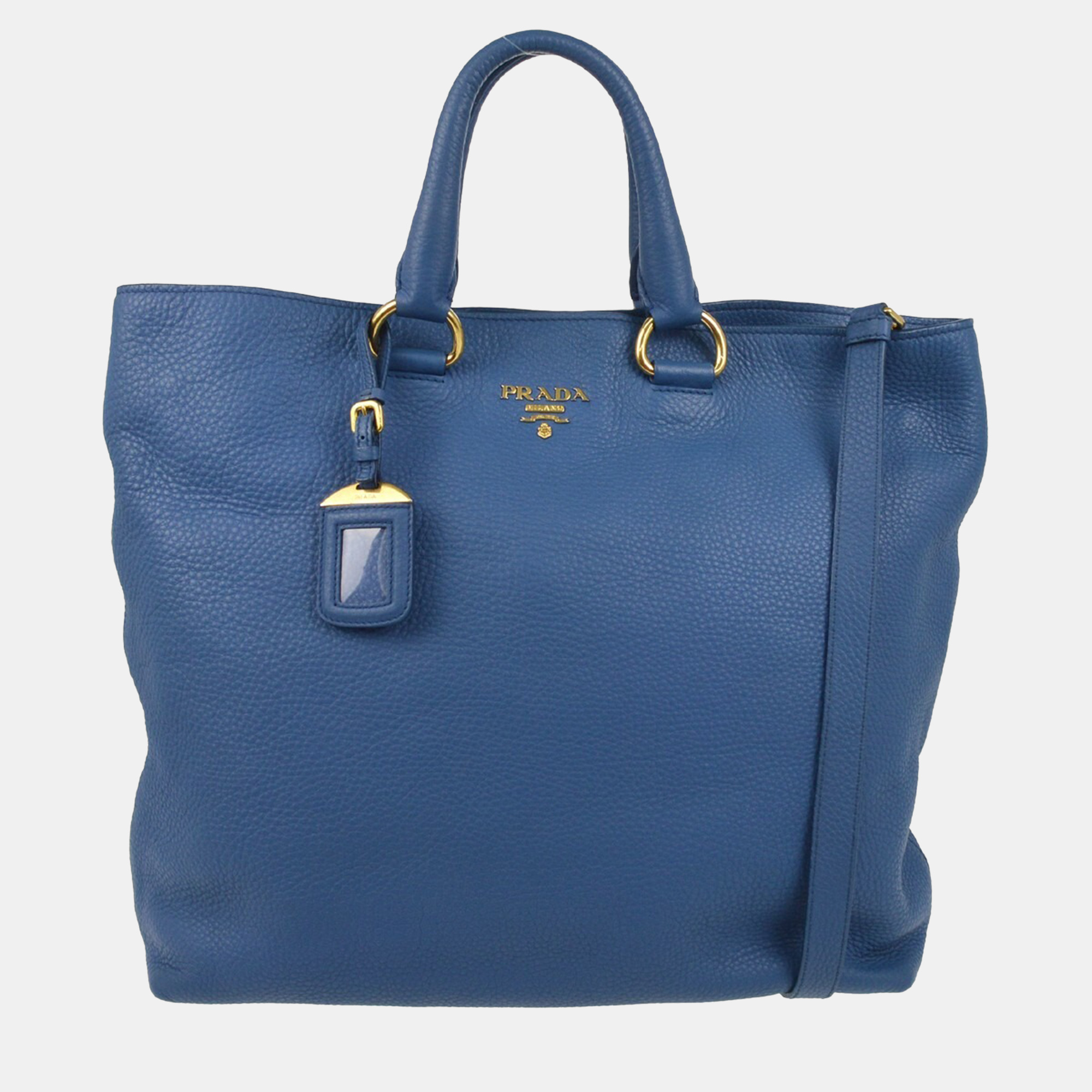 

Prada Blue Leather 2way Tote Handbag