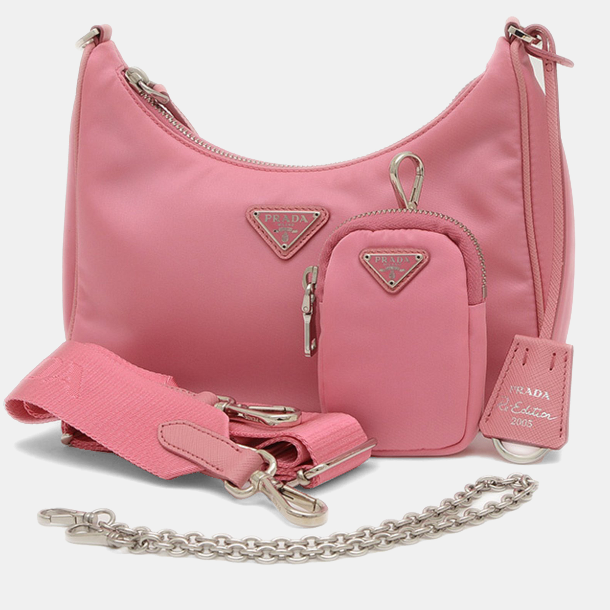 

Prada Re-Edition Shoulder Bag Nylon Pink With Pouch