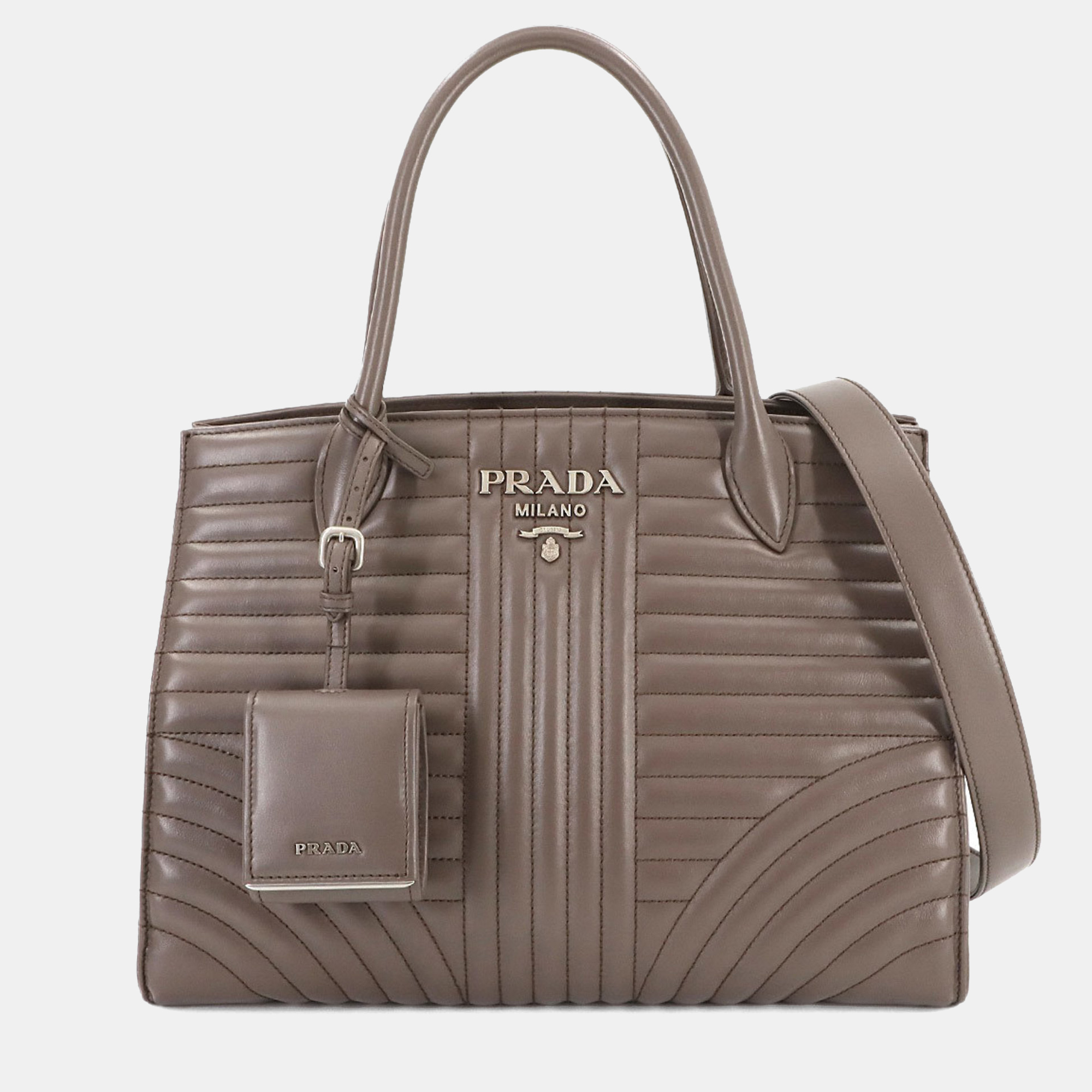 

Prada Diagram Hand Shoulder Bag Leather Grey