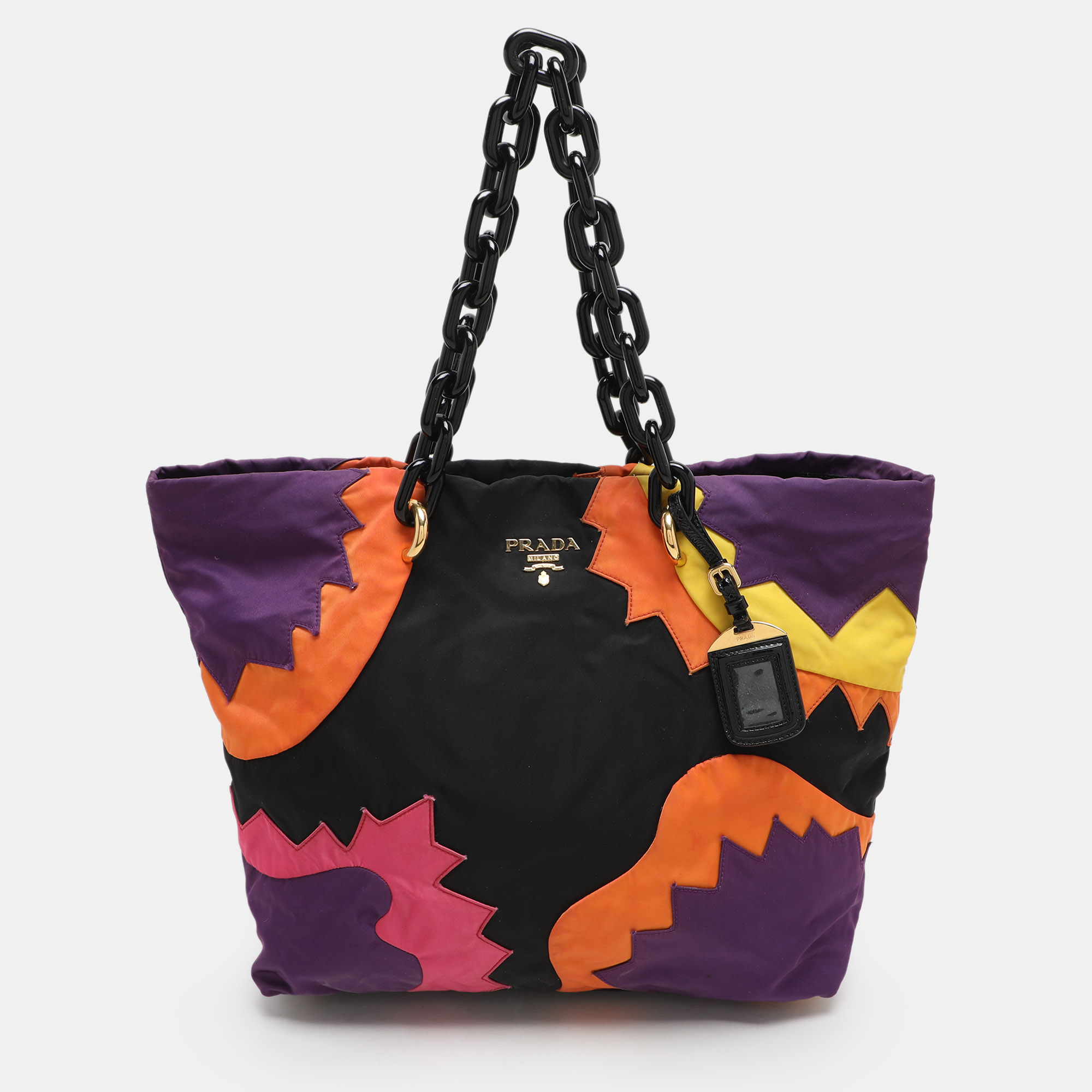 

Prada Multicolor Patchwork Nylon Swing Tote