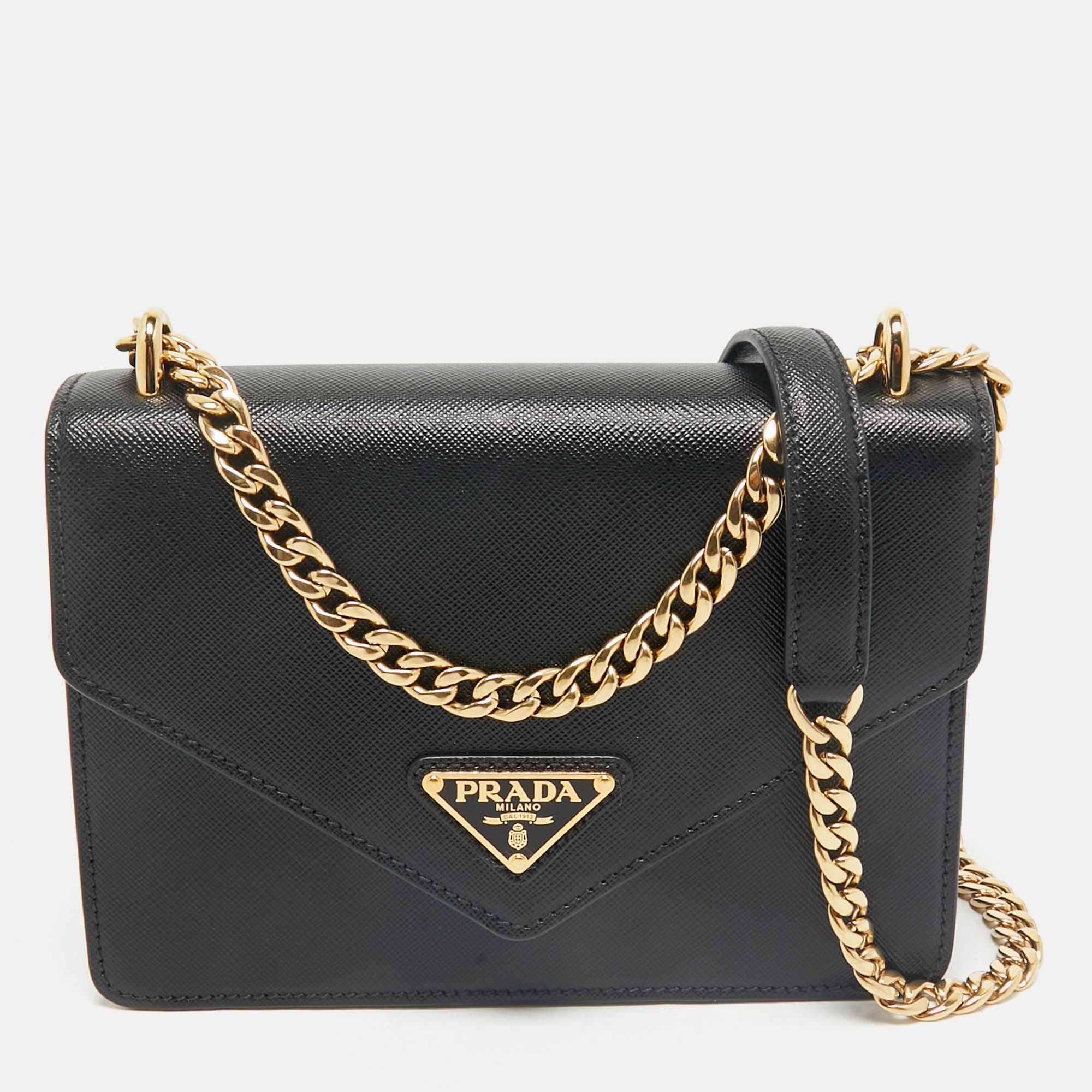 

Prada Black Saffiano and Soft Leather Shoulder Bag