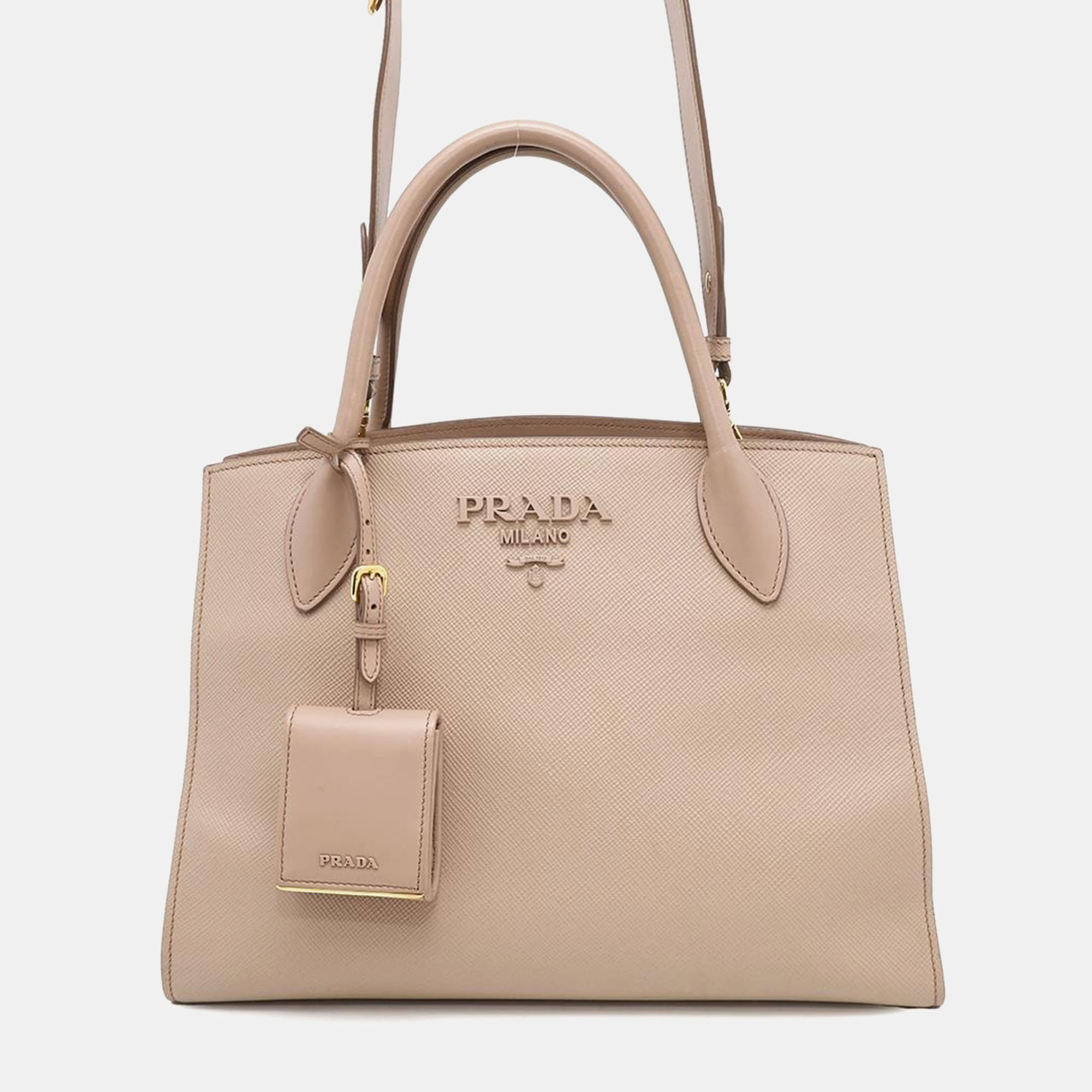 

Prada Jasmin Flower Leather Mono Chrome 2 Way Bag, Pink
