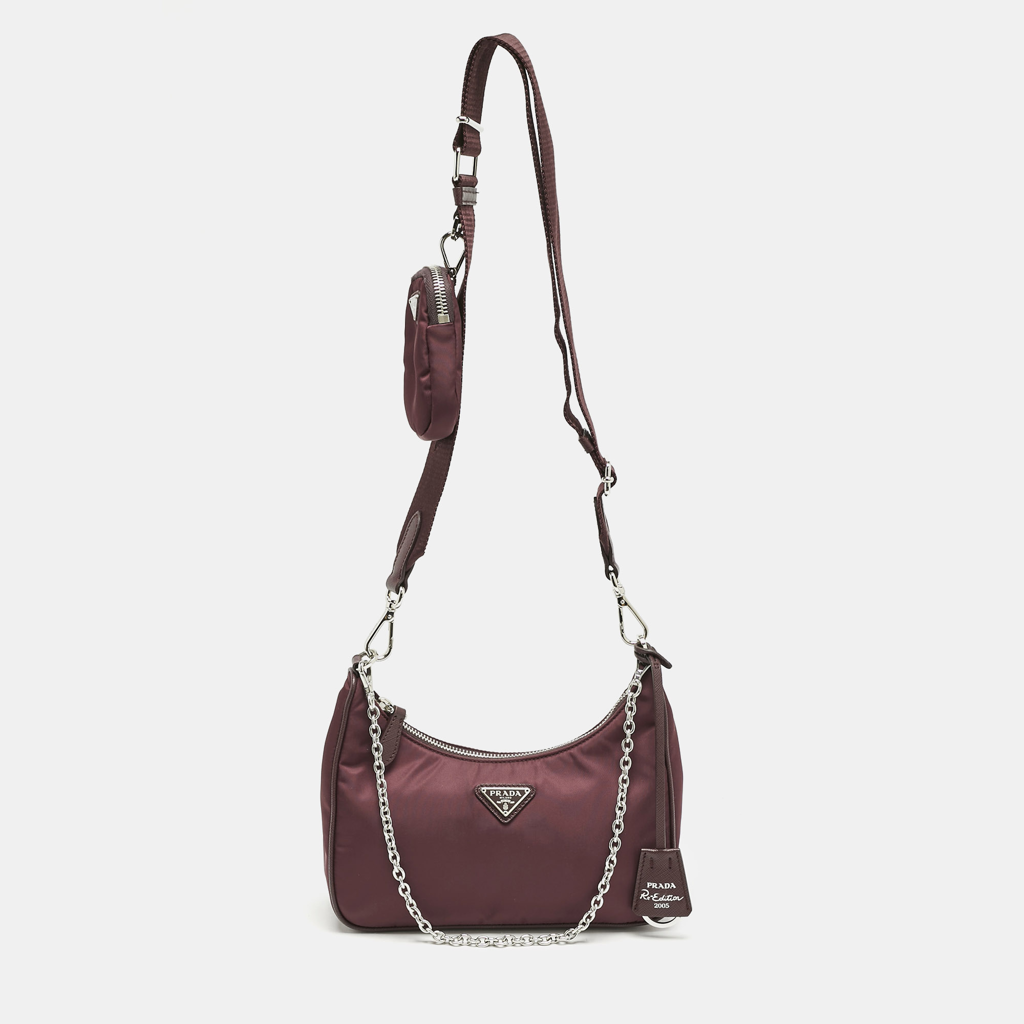 

Prada Burgundy Tessuto Nylon Re-Edition 2005 Shoulder Bag
