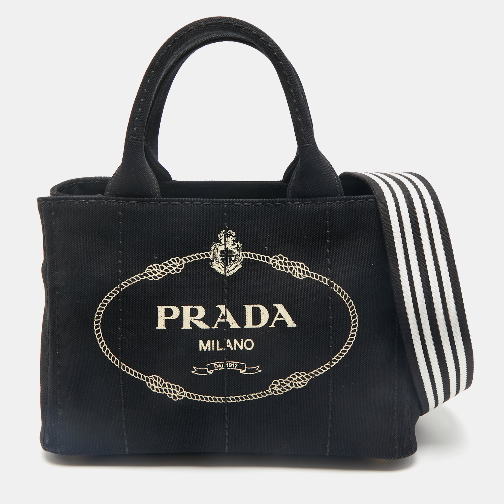 

Prada Black Canvas Logo  Canapa Tote