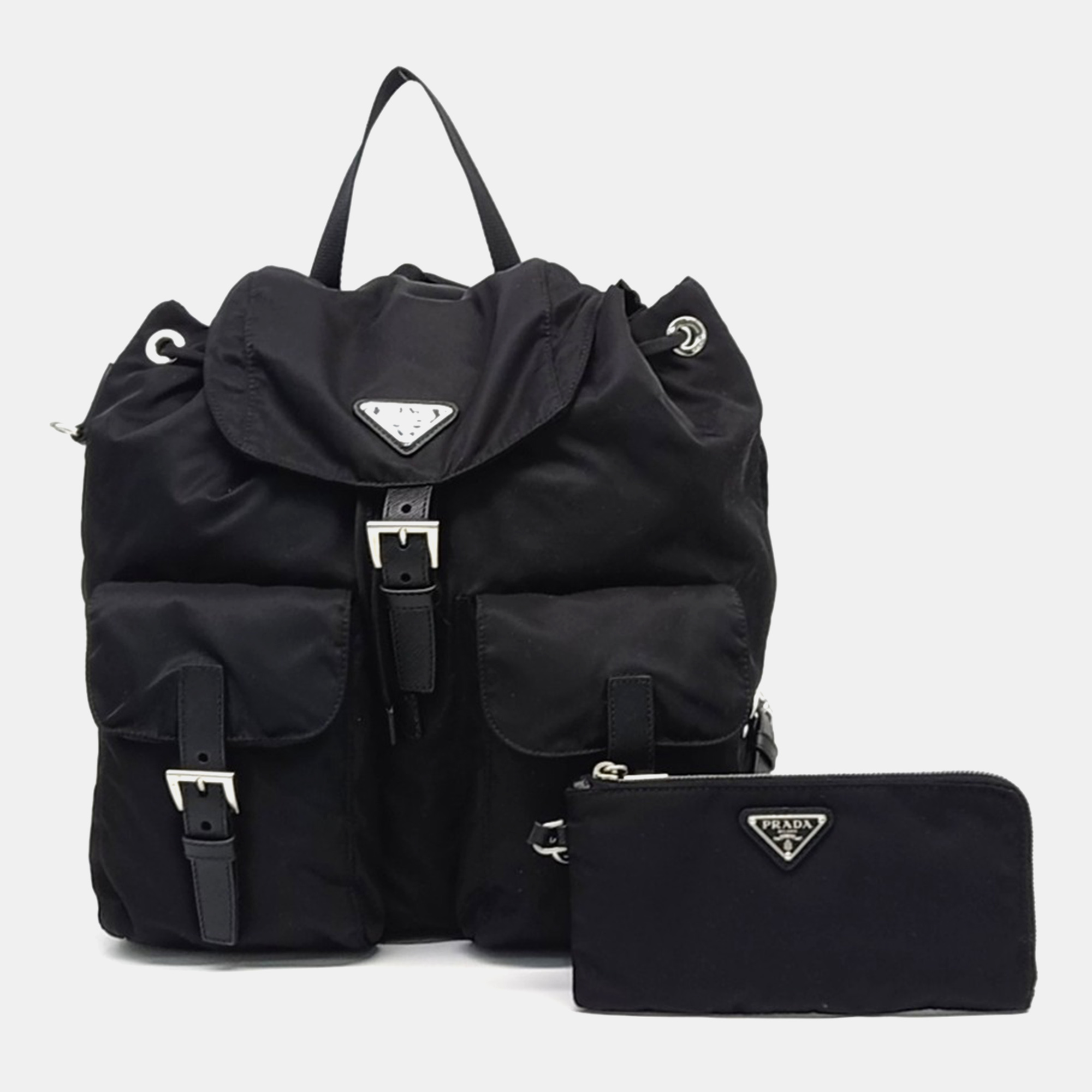 

Prada Black Nylon Prada Black Re-Nylon Two Pocket Backpack