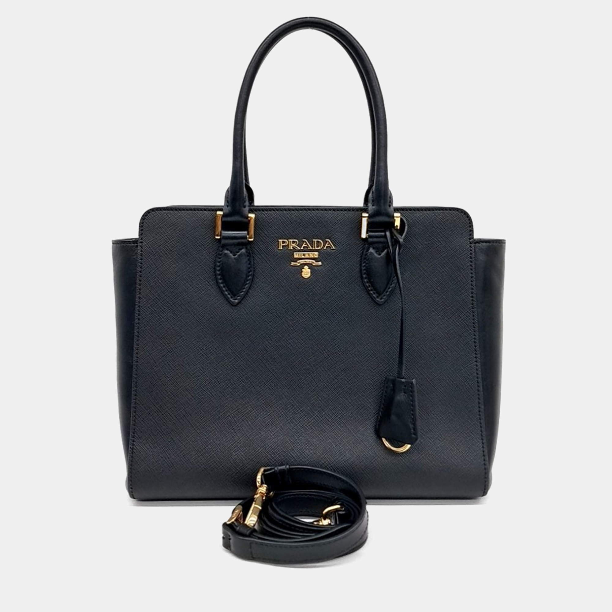 

Prada Black Leather Saffiano Soft Tote and Shoulder Bag