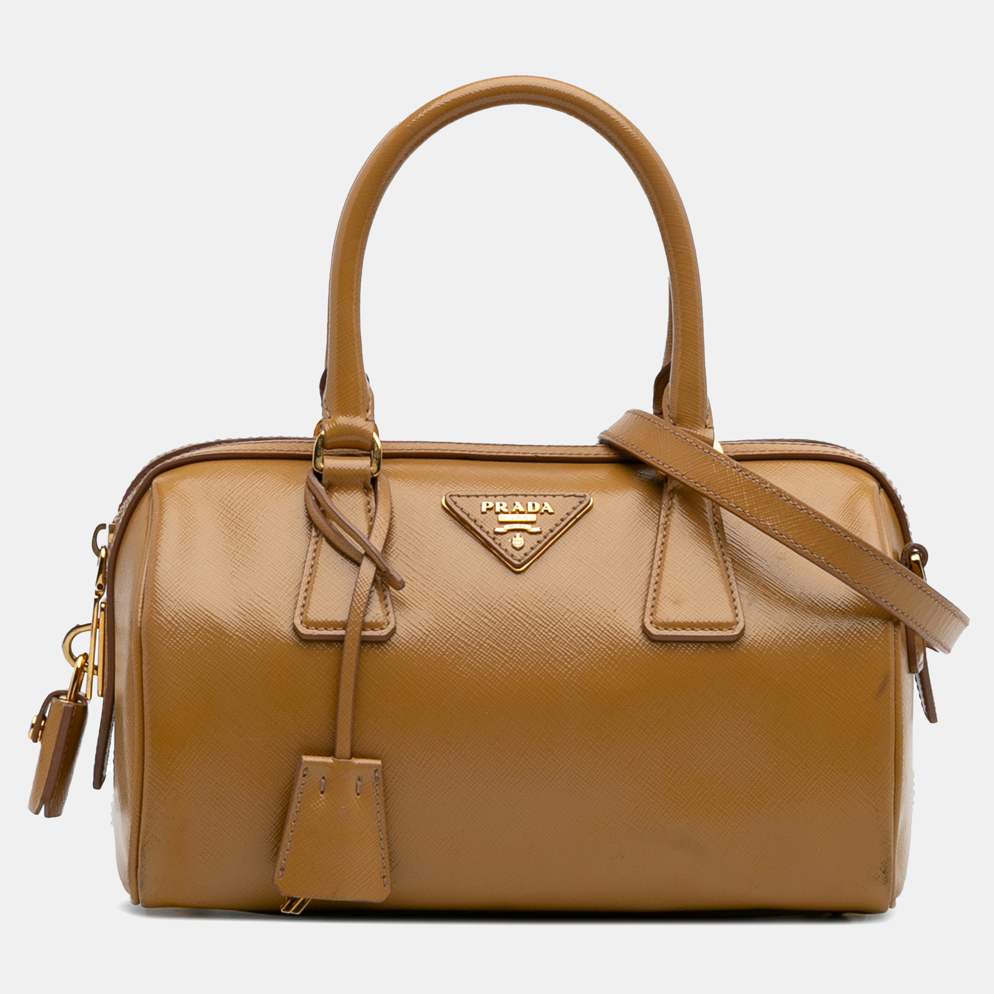 

Prada Brown Saffiano Vernice Satchel