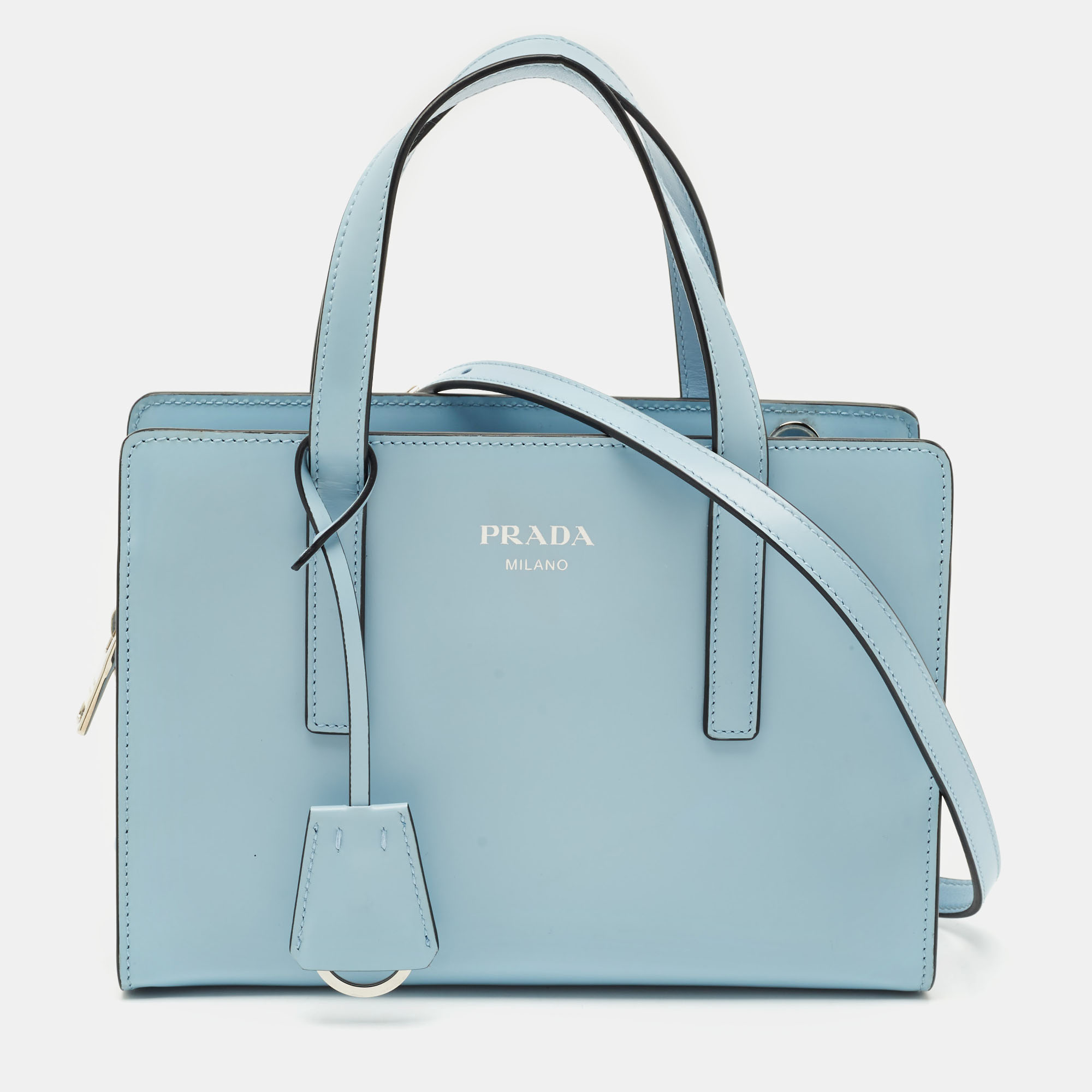

Prada Light Blue Brushed Leather Mini Re-edition 1995 Tote
