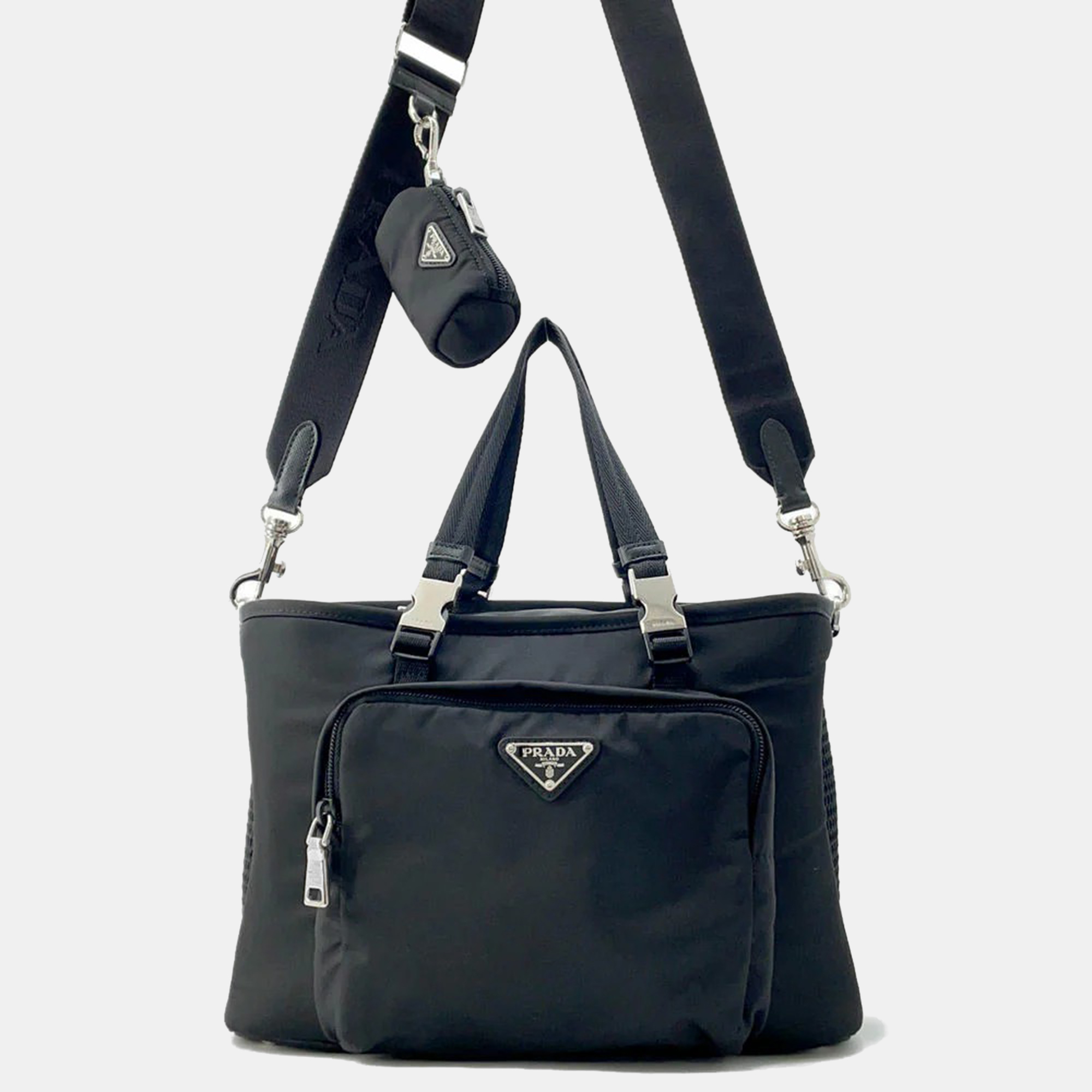 

Prada Re-Nylon Triangle Logo Pet Bag Black Nylon