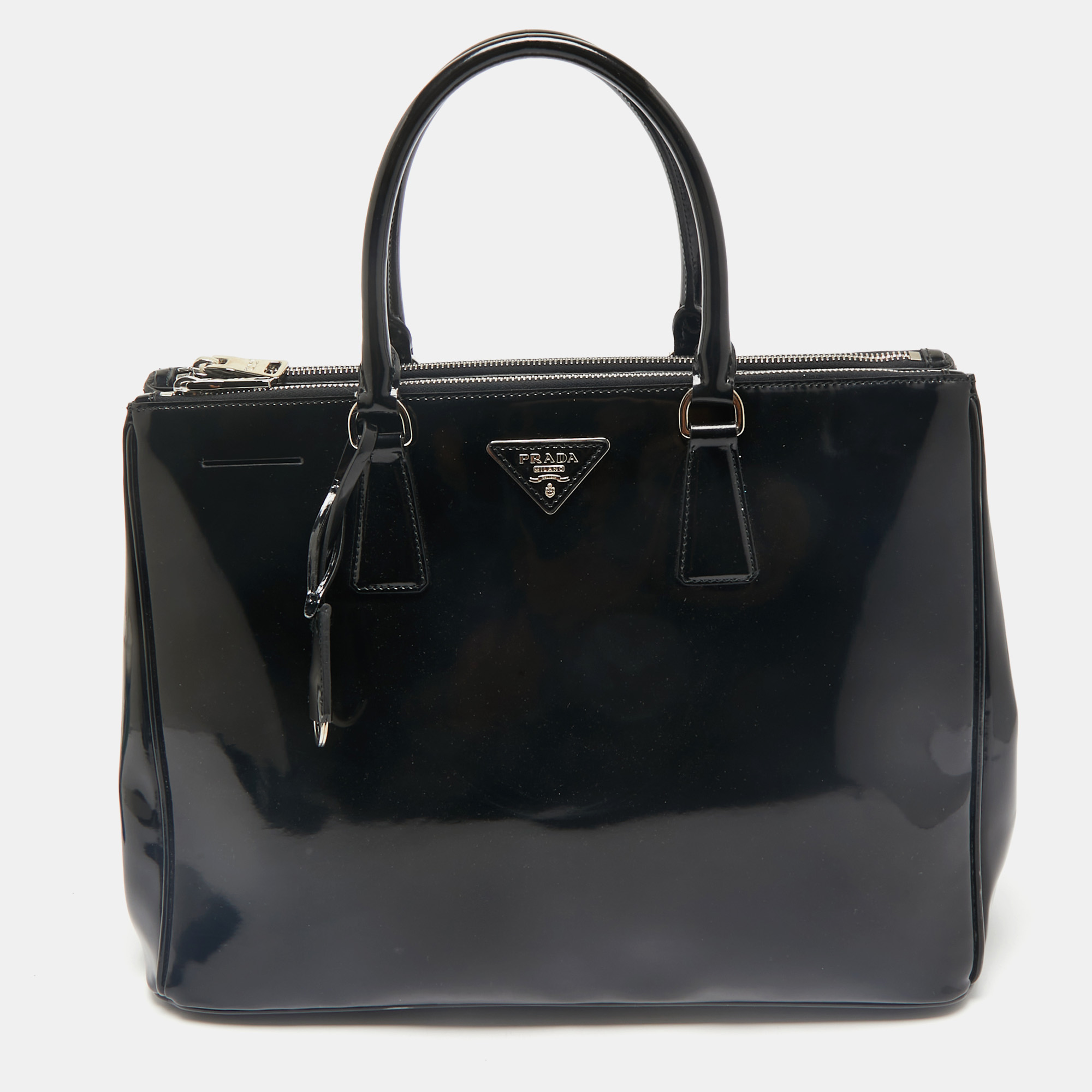 

Prada Black Patent Leather  Double Zip Tote