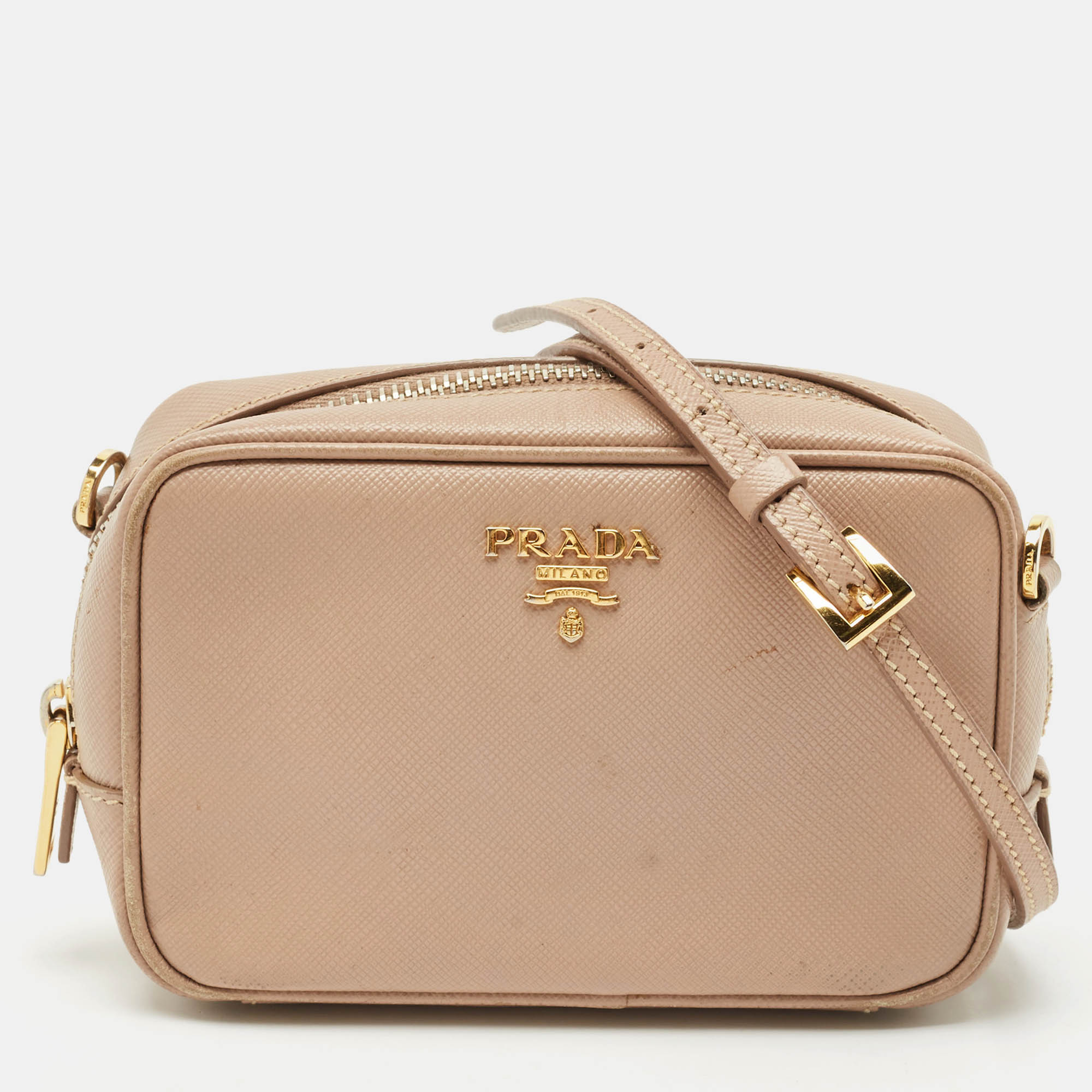 

Prada Old Rose Saffiano Leather Mini Camera Crossbody Bag, Pink