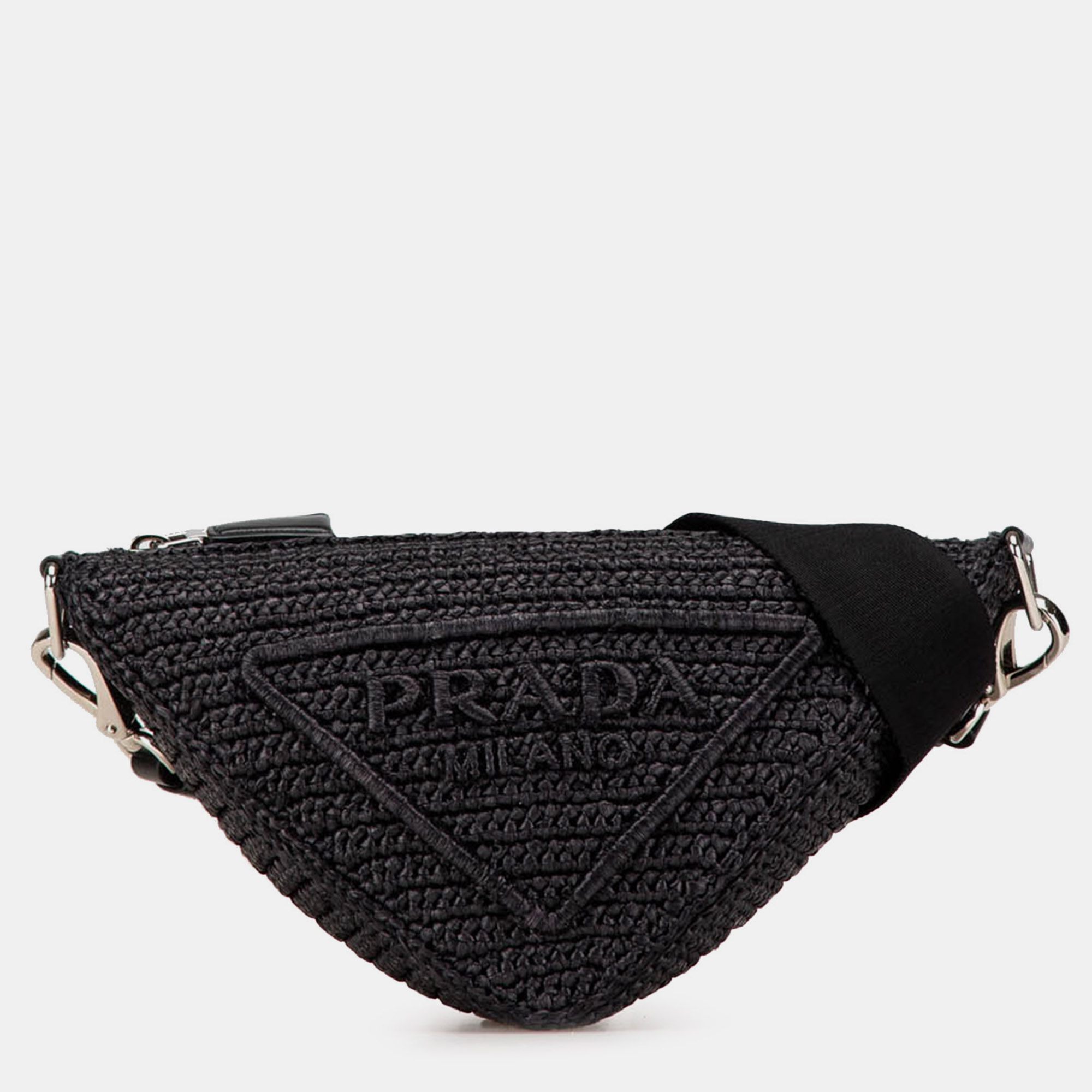 

Prada Black Raffia Effect Crochet Triangle Crossbody