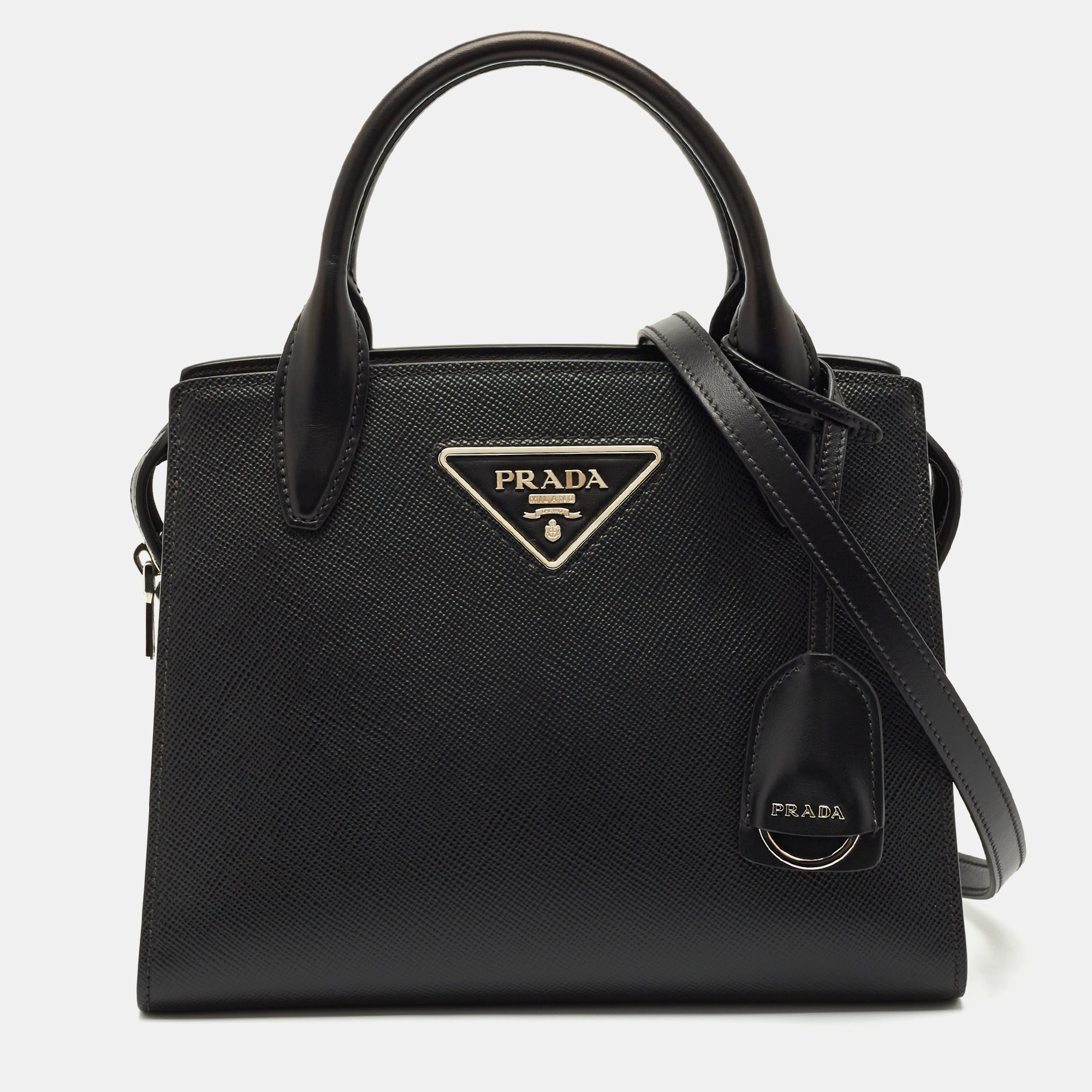 

Prada Black Saffiano Cuir and City Leather Kristen Tote