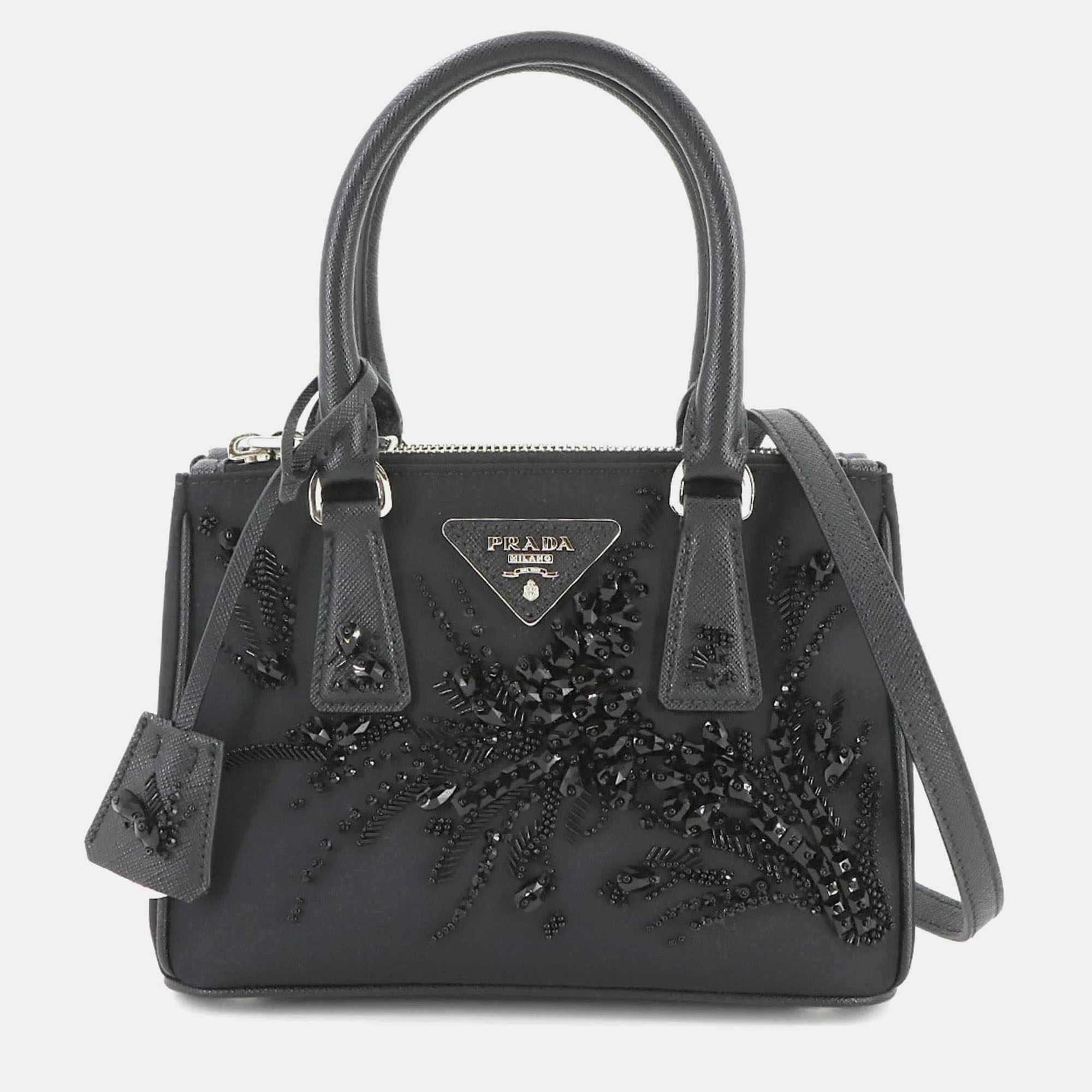 

Prada Tessuto Saffiano Galleria Mini 2Way Hand Shoulder Bag Nylon Leather Nero, Black