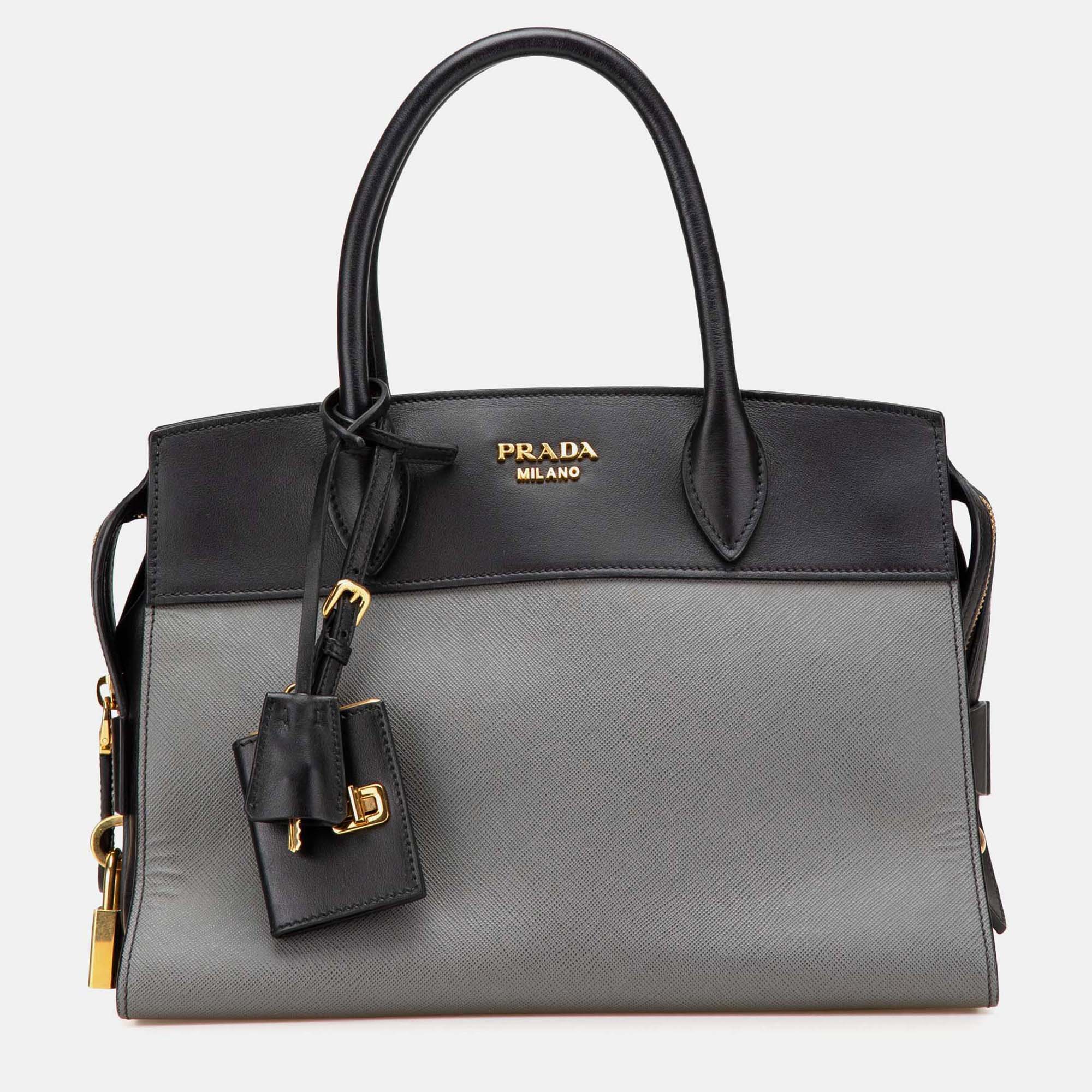 

Prada Grey Saffiano and City Calf Esplanade Bag