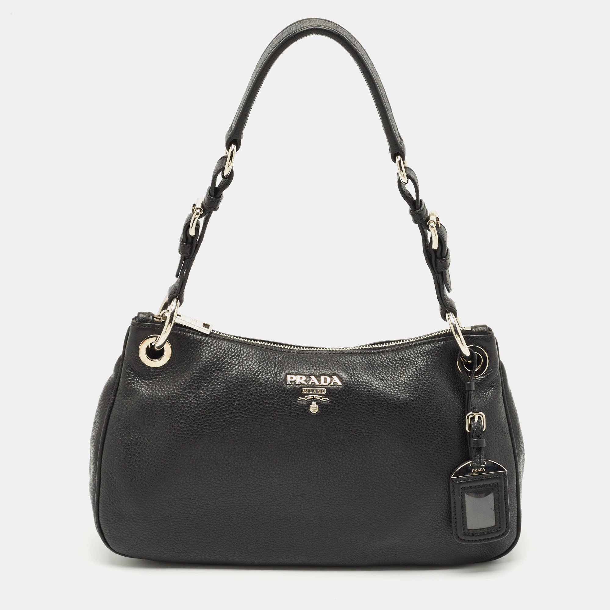 

Prada Black Vitello Leather Shoulder Bag