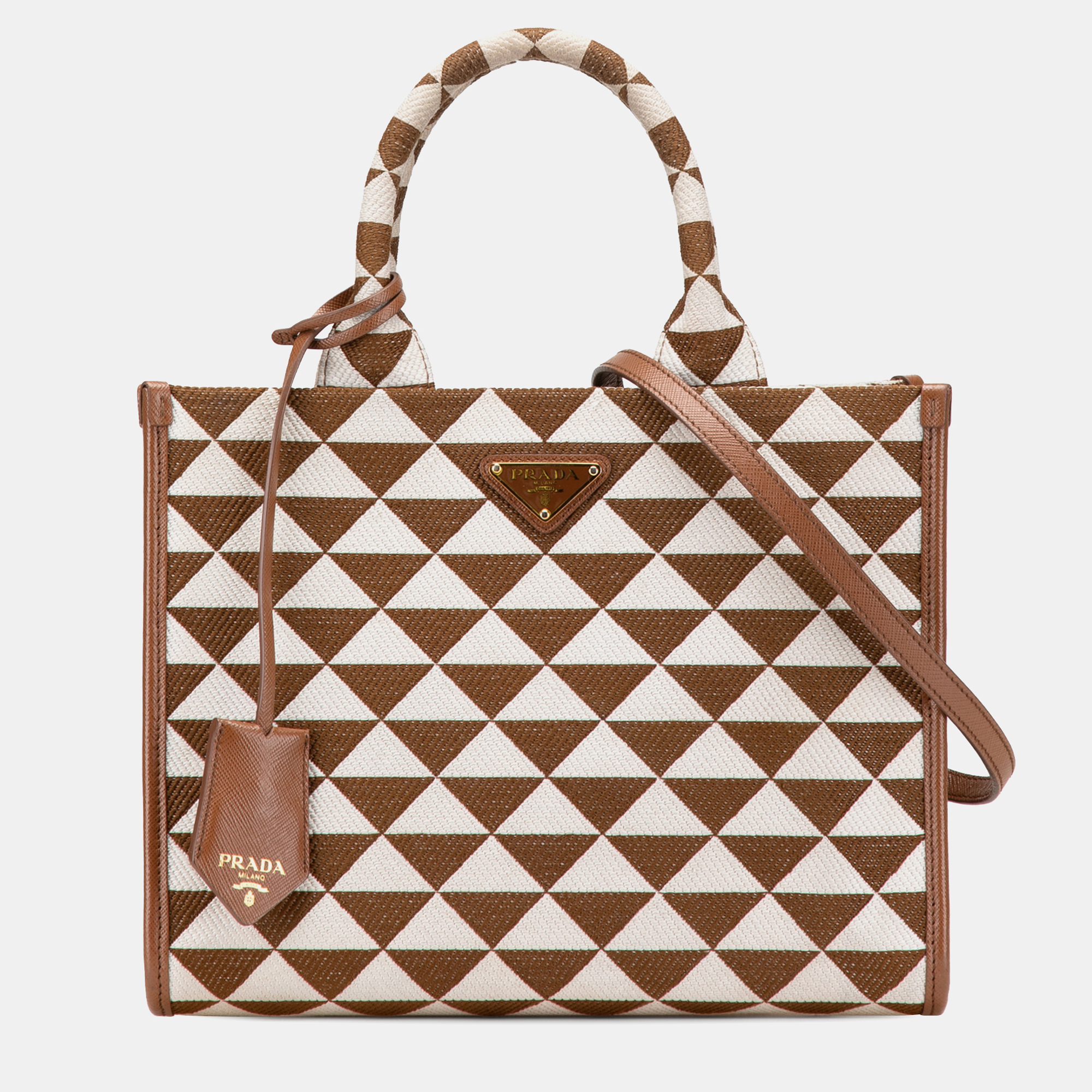 

Prada Brown Small Canvas Symbole Triangolo Satchel