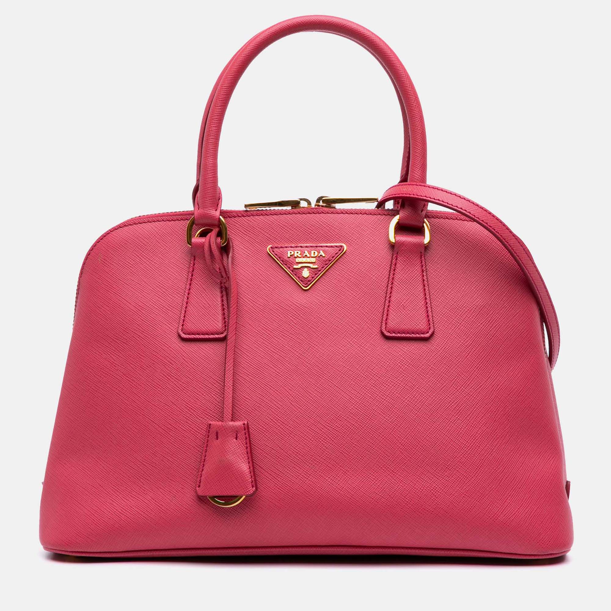 

Prada Pink Medium Saffiano Lux Promenade Satchel