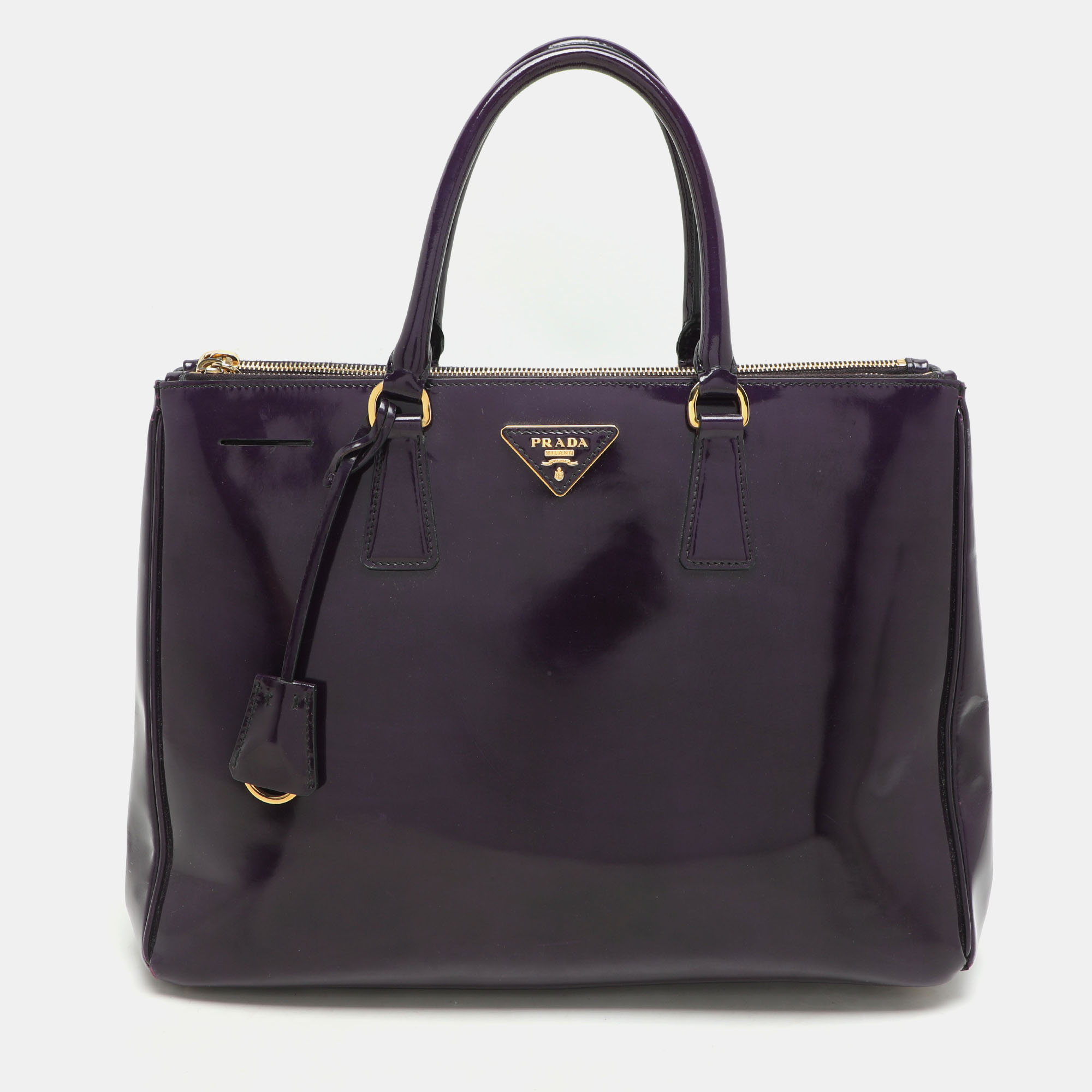 

Prada Purple Patent Leather Medium Double Zip Galleria Tote