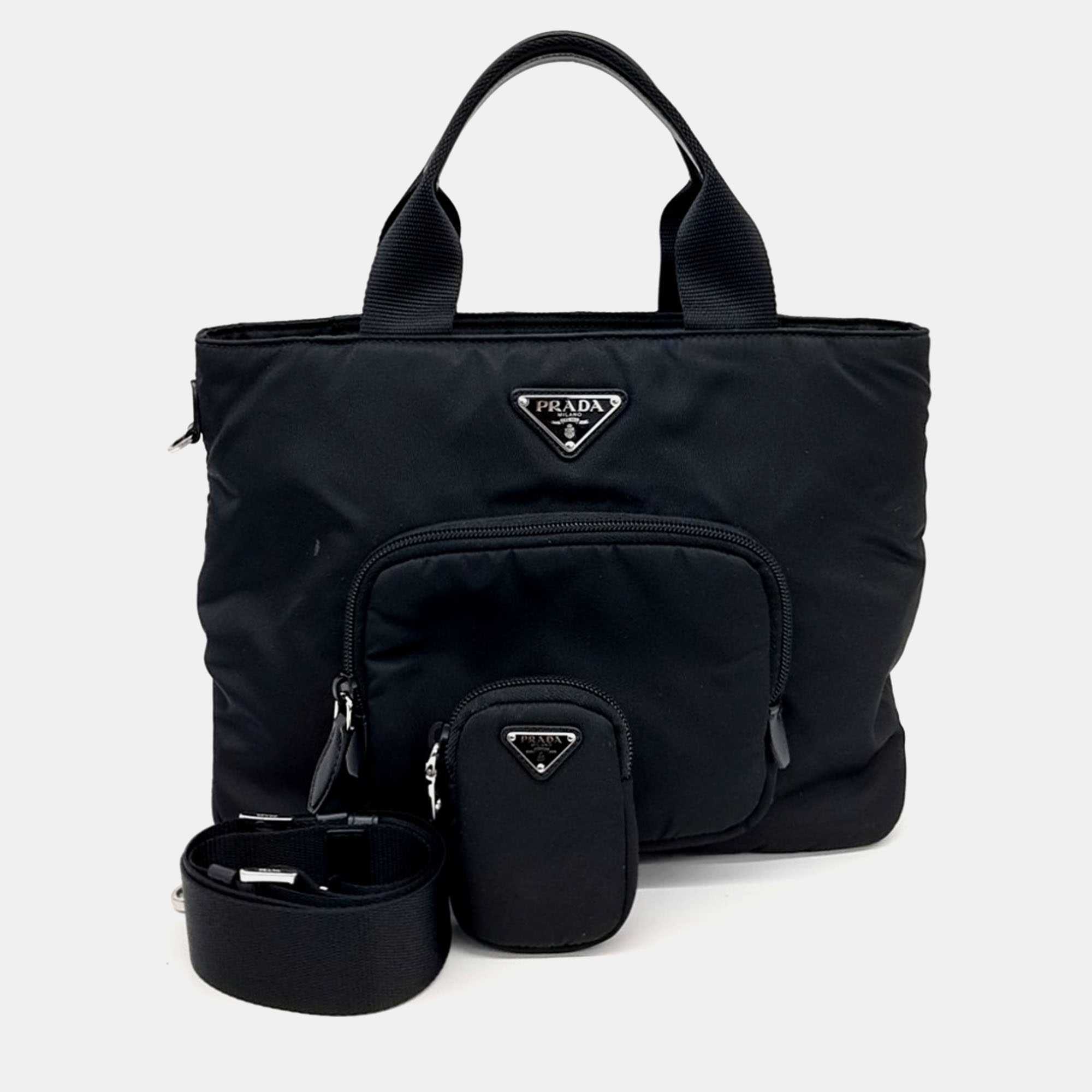 

Prada Black Nylon Tote and Shoulder Bag