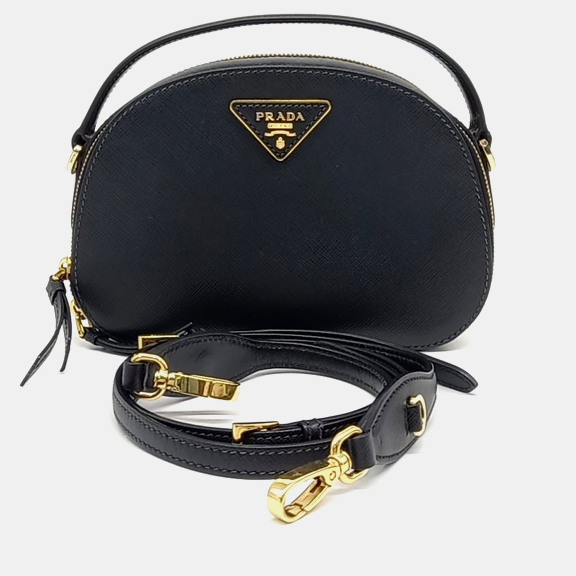 

Prada Black Leather Saffiano Odette Bag