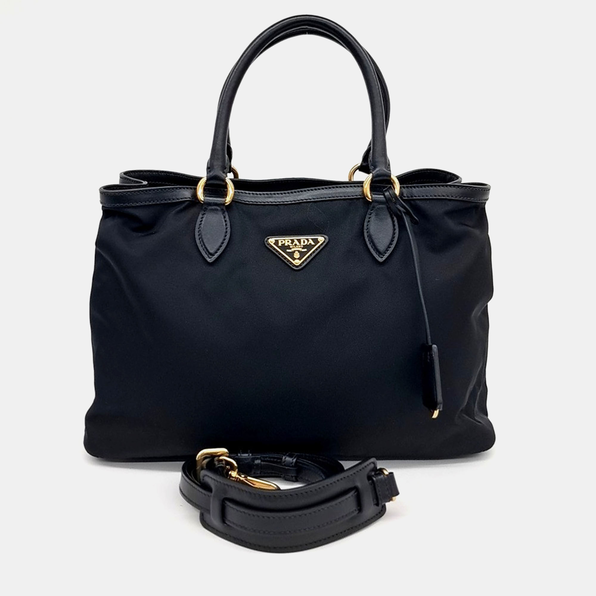 

Prada Black Nylon Fabric Tote and Shoulder Bag