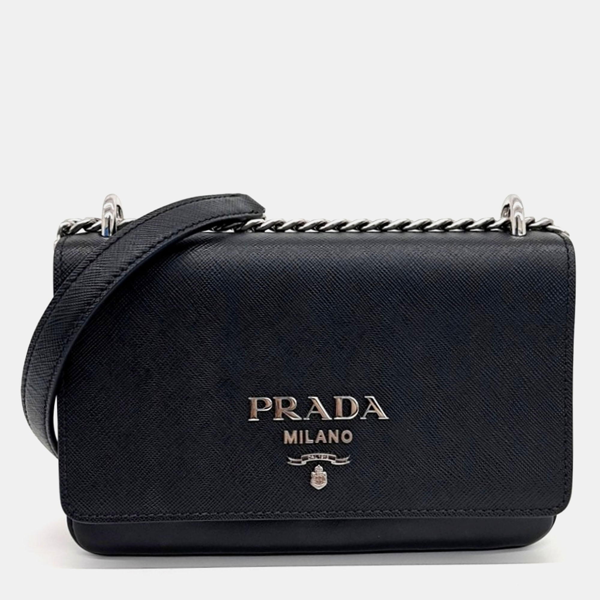 

Prada Black Leather Chain Crossbody Bag