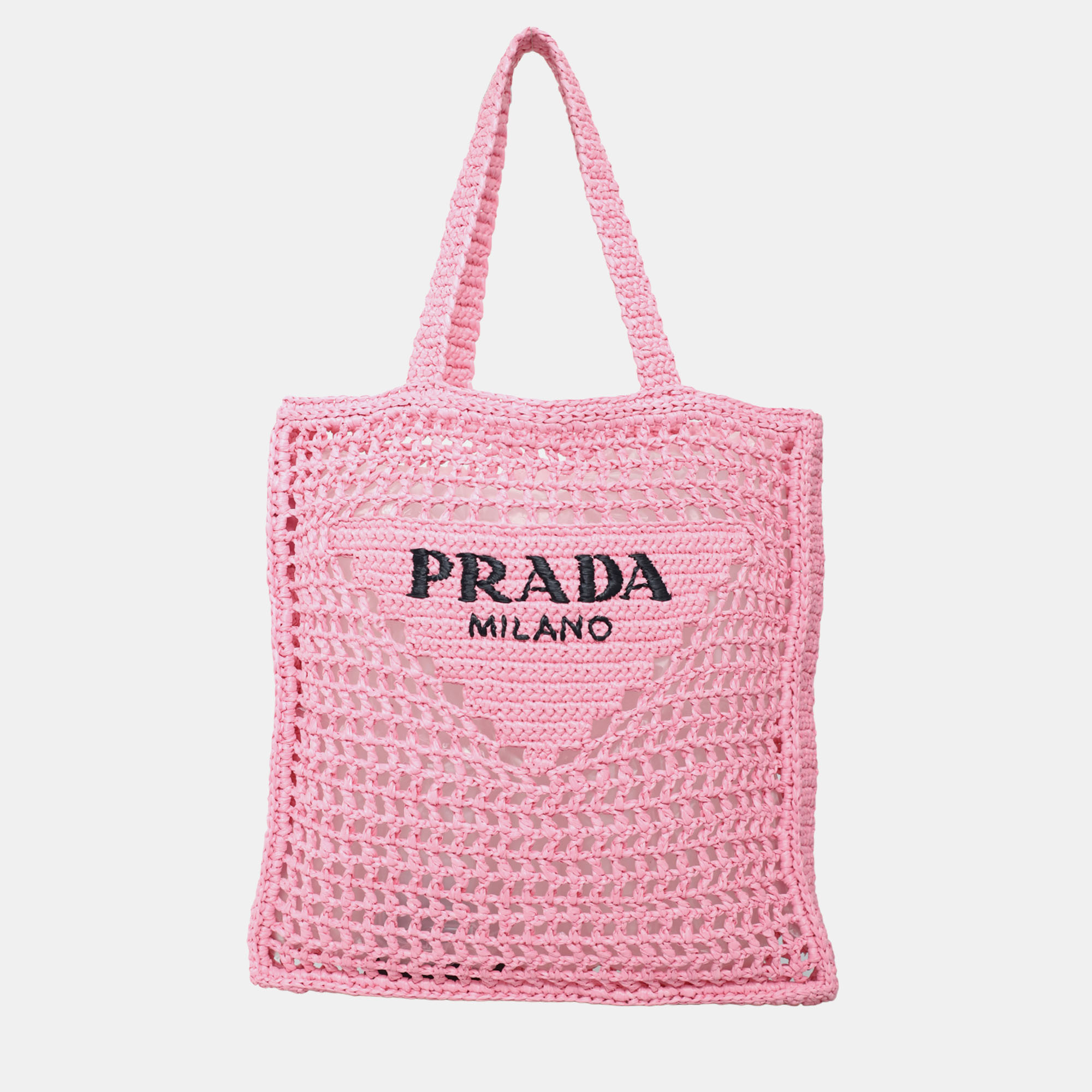 

Prada Raffia Pink Tote Bag