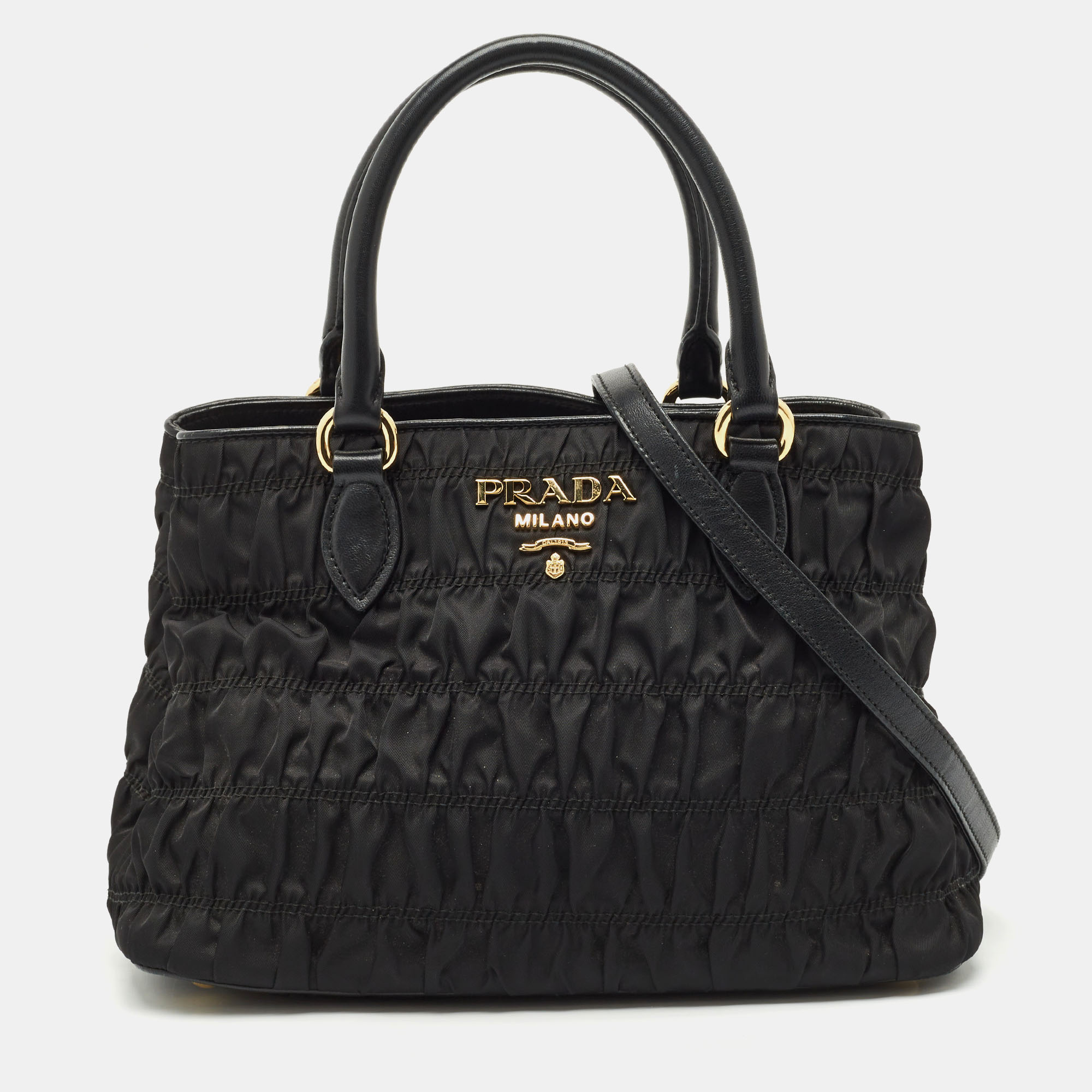 

Prada Black Gaufre Tessuto Nylon and Leather Tote
