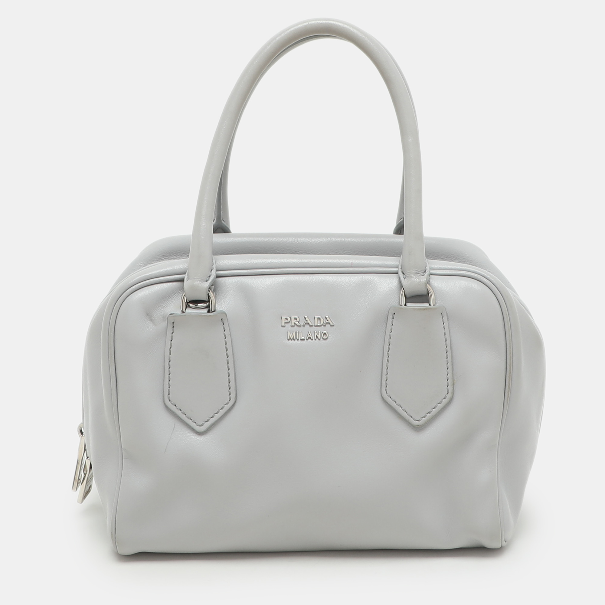 

Prada Grey Leather Inside Satchel Bag