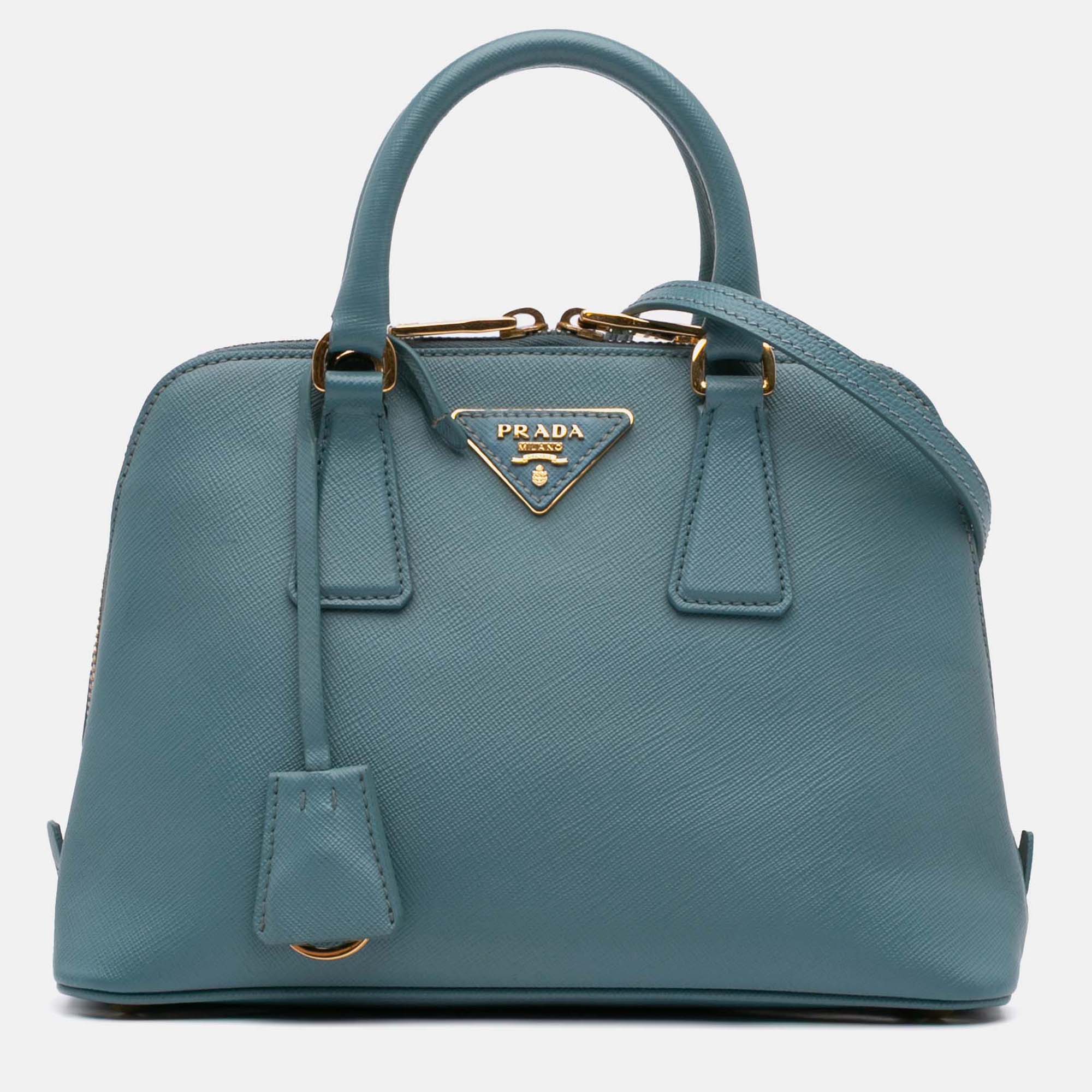 

Prada Blue Small Saffiano Lux Promenade Bag