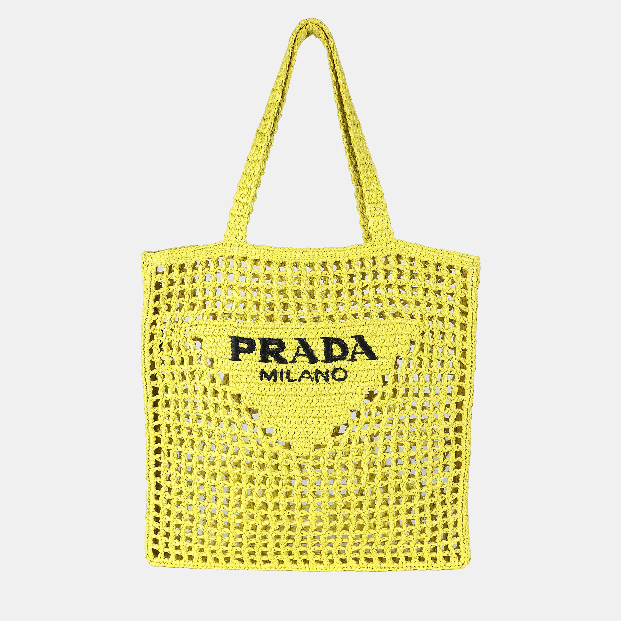 

Prada Grass Crochet Raffia Tote, Yellow