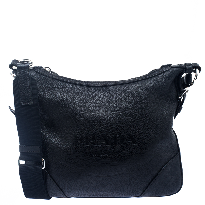 Prada Black Leather Messenger Bag