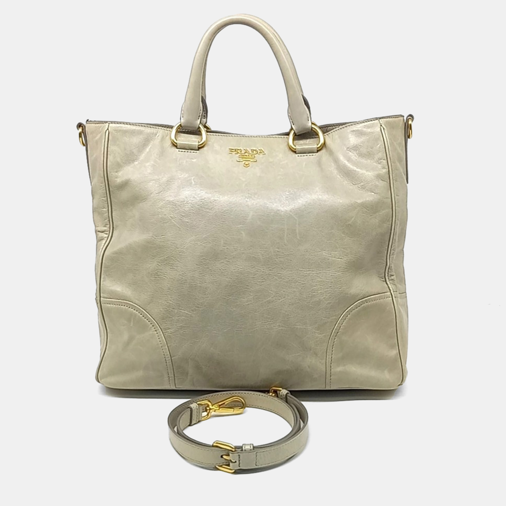 

Prada Cream Leather tote and shoulder bag
