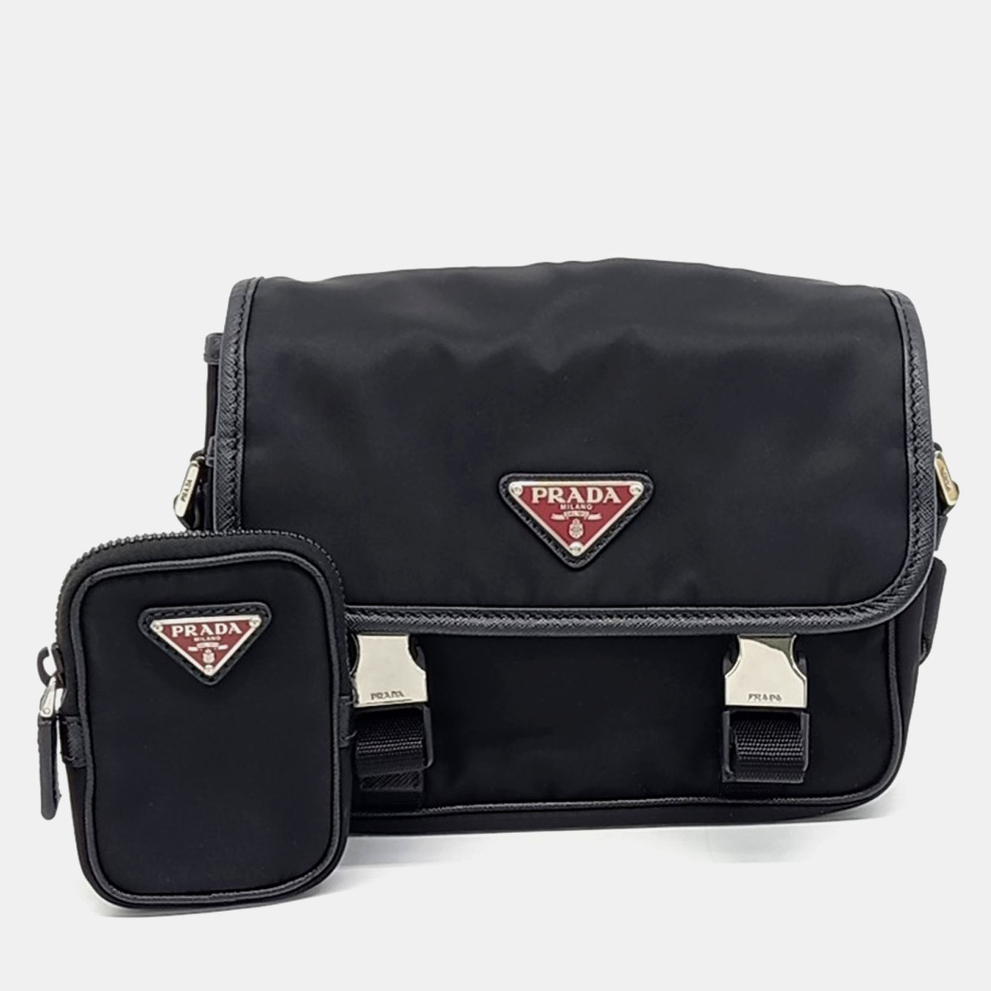 

Prada Black Leather and Nylon Tessuto Messenger Bag