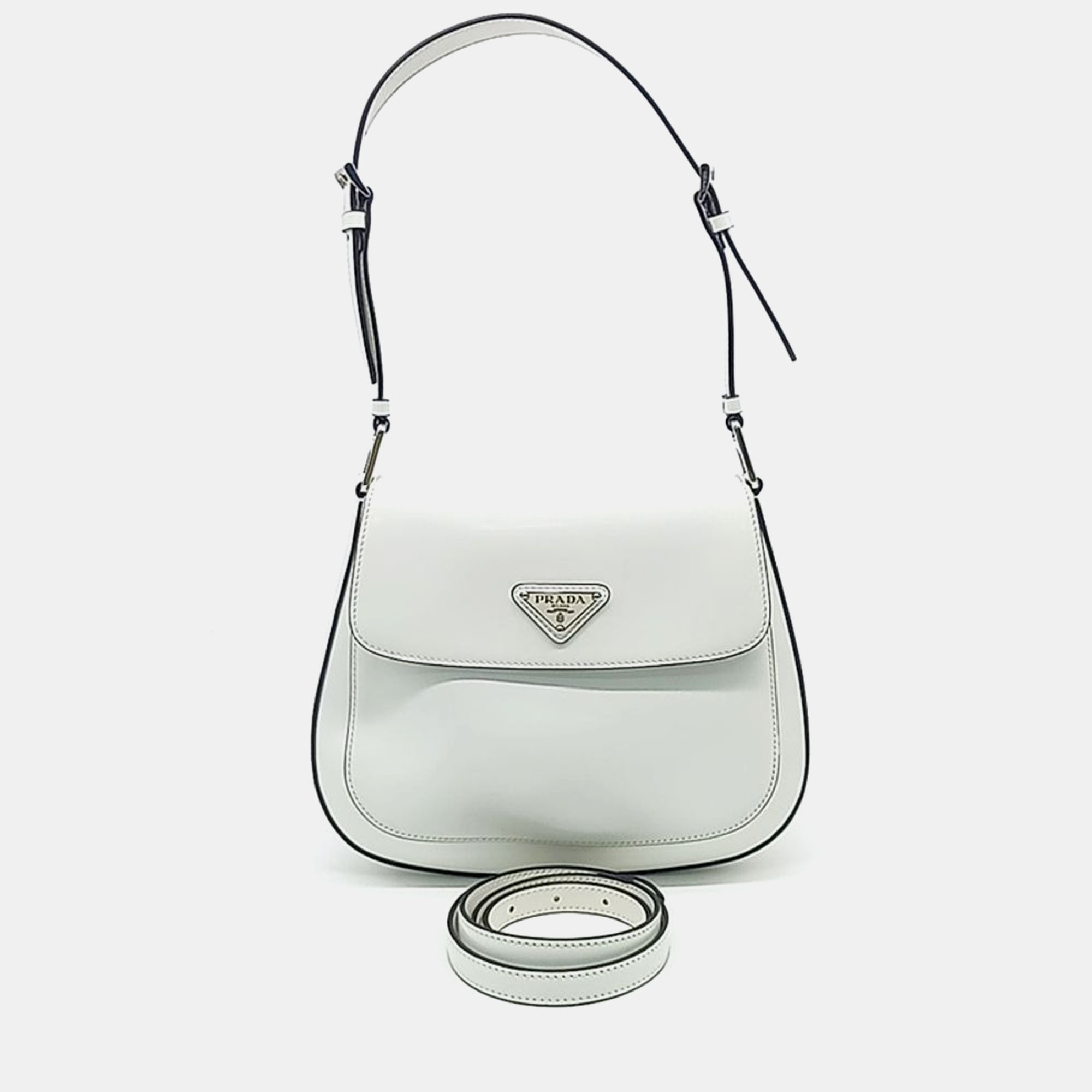 

Prada White Leather Cleo Tote and Shoulder Bag