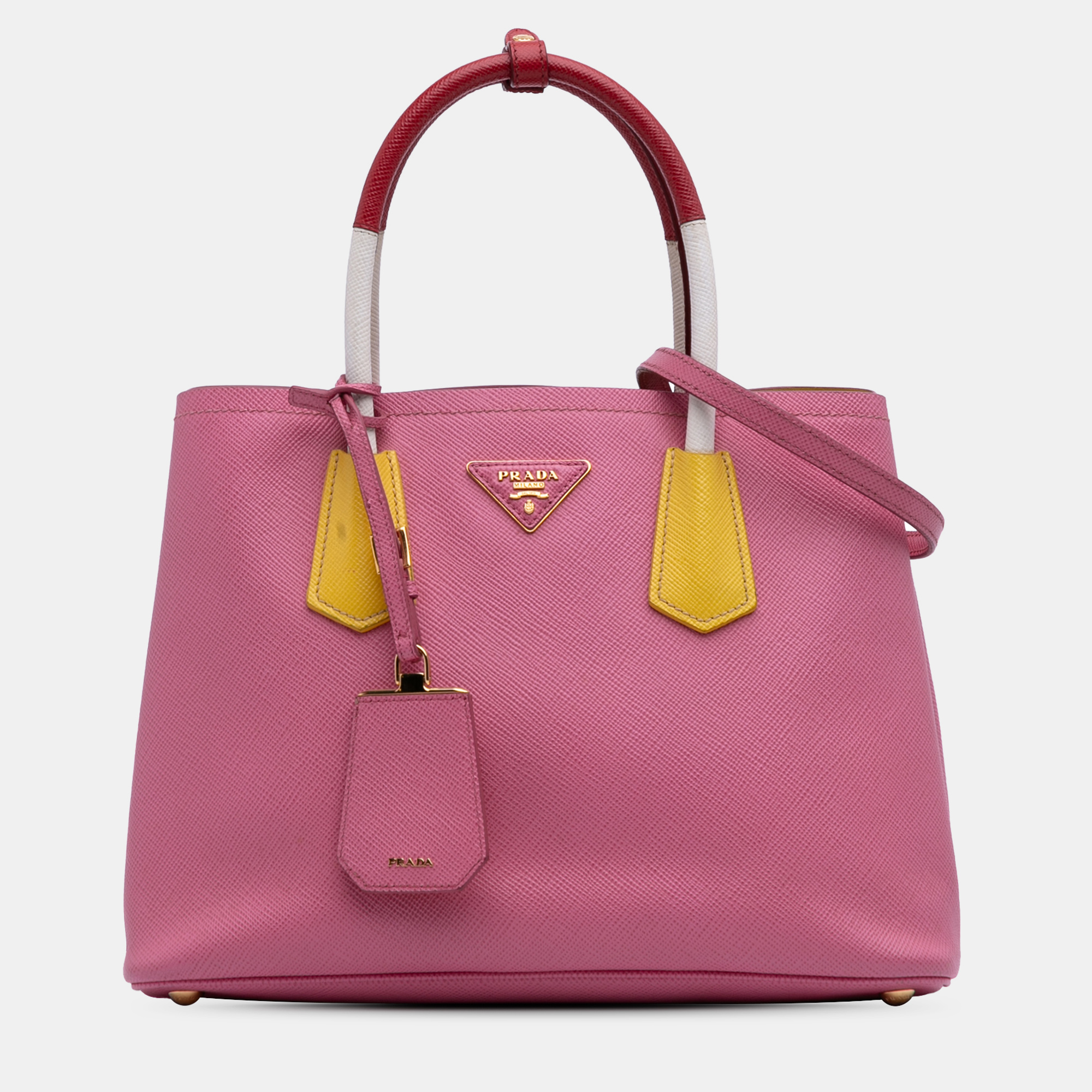 

Prada Pink Small Saffiano Cuir Double Satchel