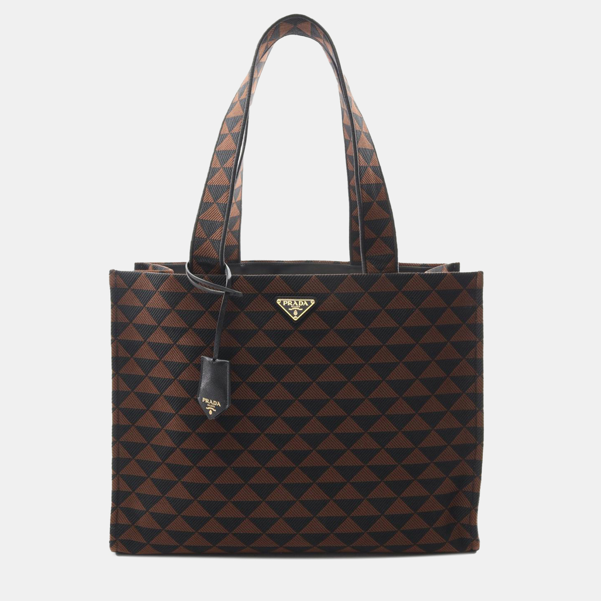 

Prada Brown Canvas Triangolo Symbole Shopping Tote