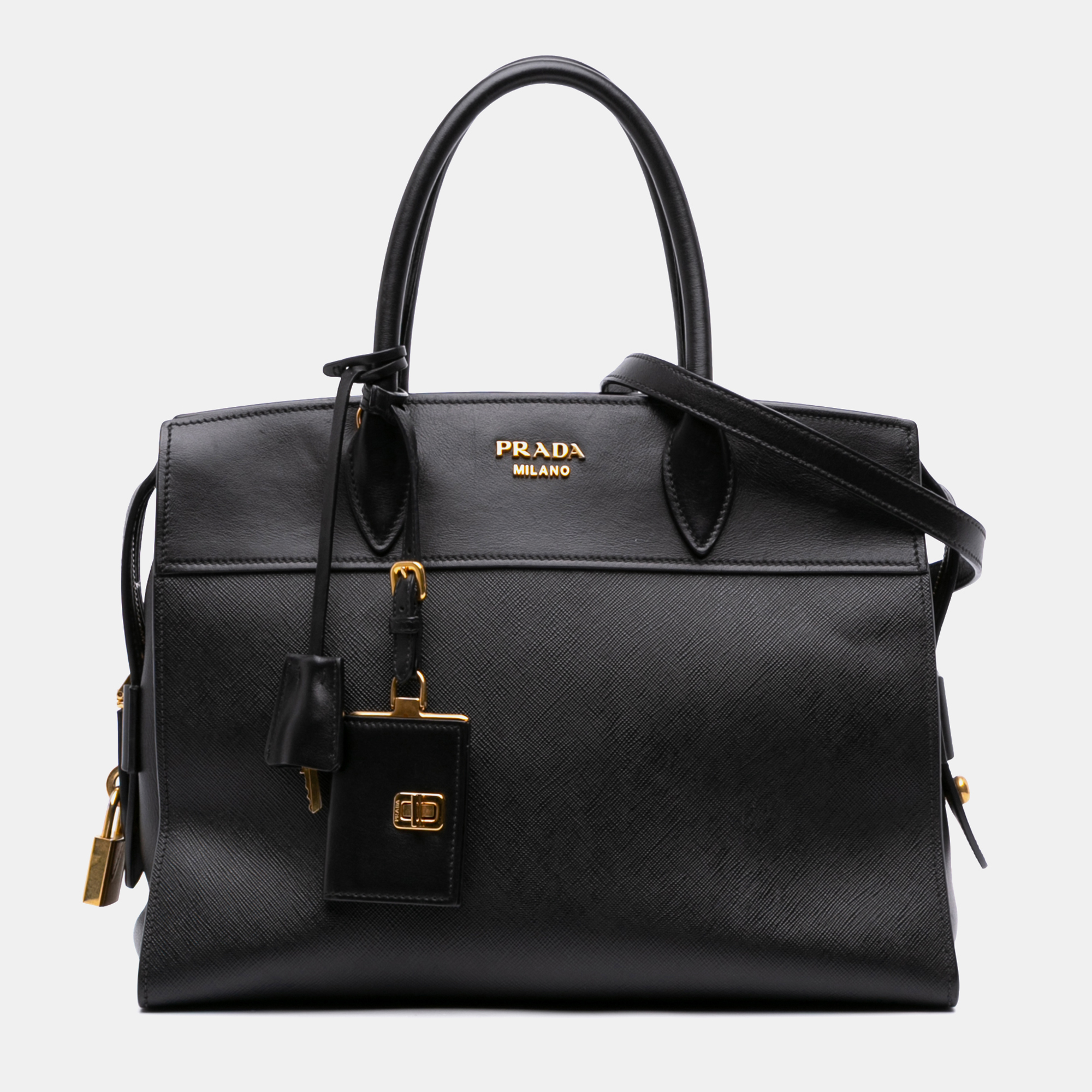 

Prada Black Saffiano and City Calf Esplanade Satchel